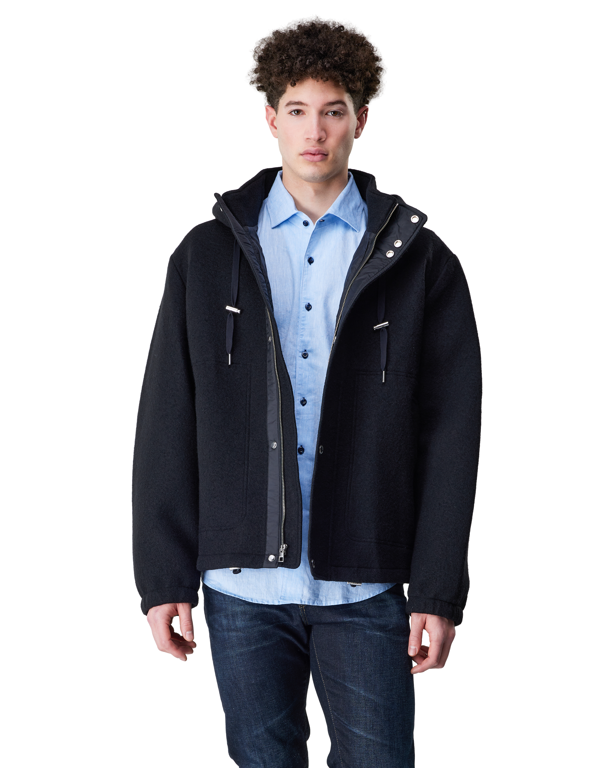 Wool-Blend Hooded Jacket