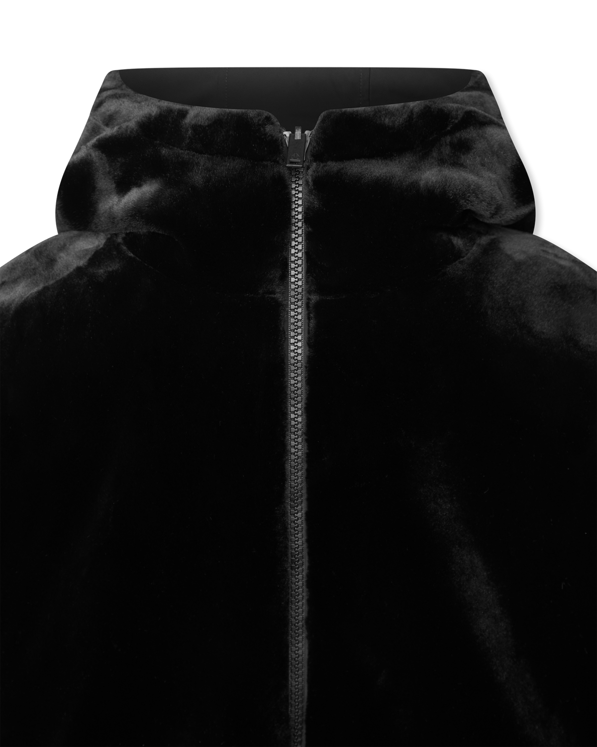 Black/Black Polyester Roland Reversible Bunny Hoodie by Moose Knuckles | DIHSAN
