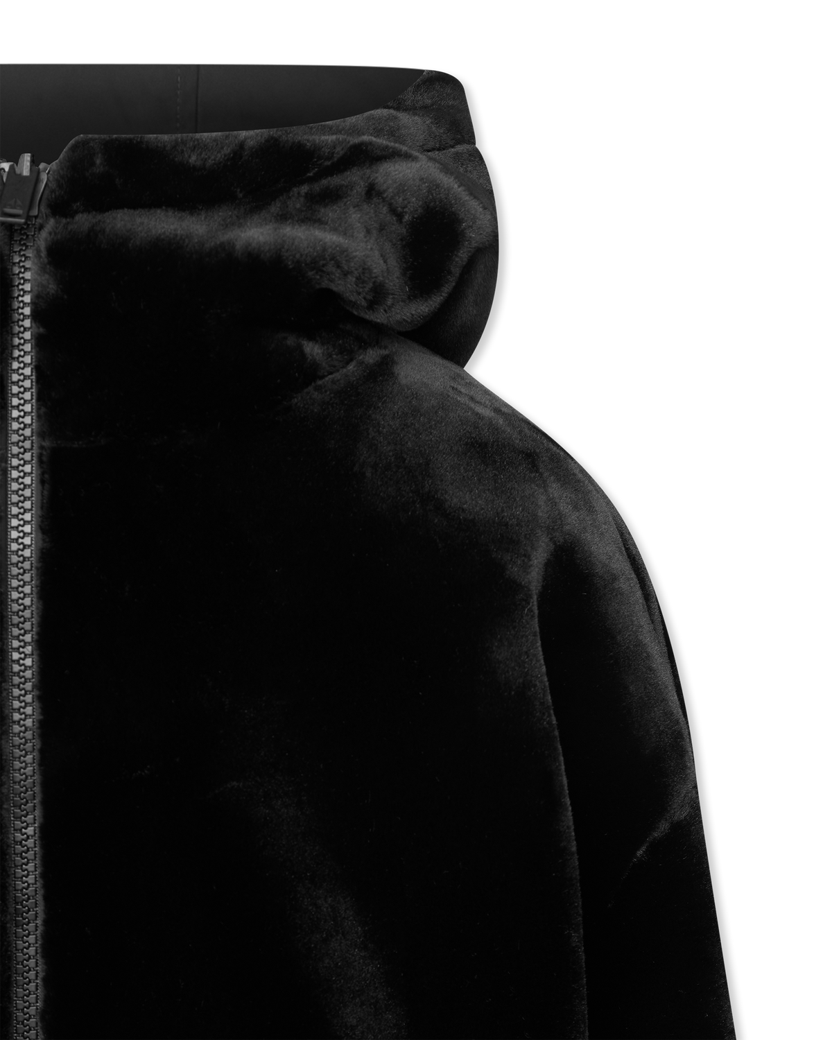 Black/Black Polyester Roland Reversible Bunny Hoodie by Moose Knuckles | DIHSAN