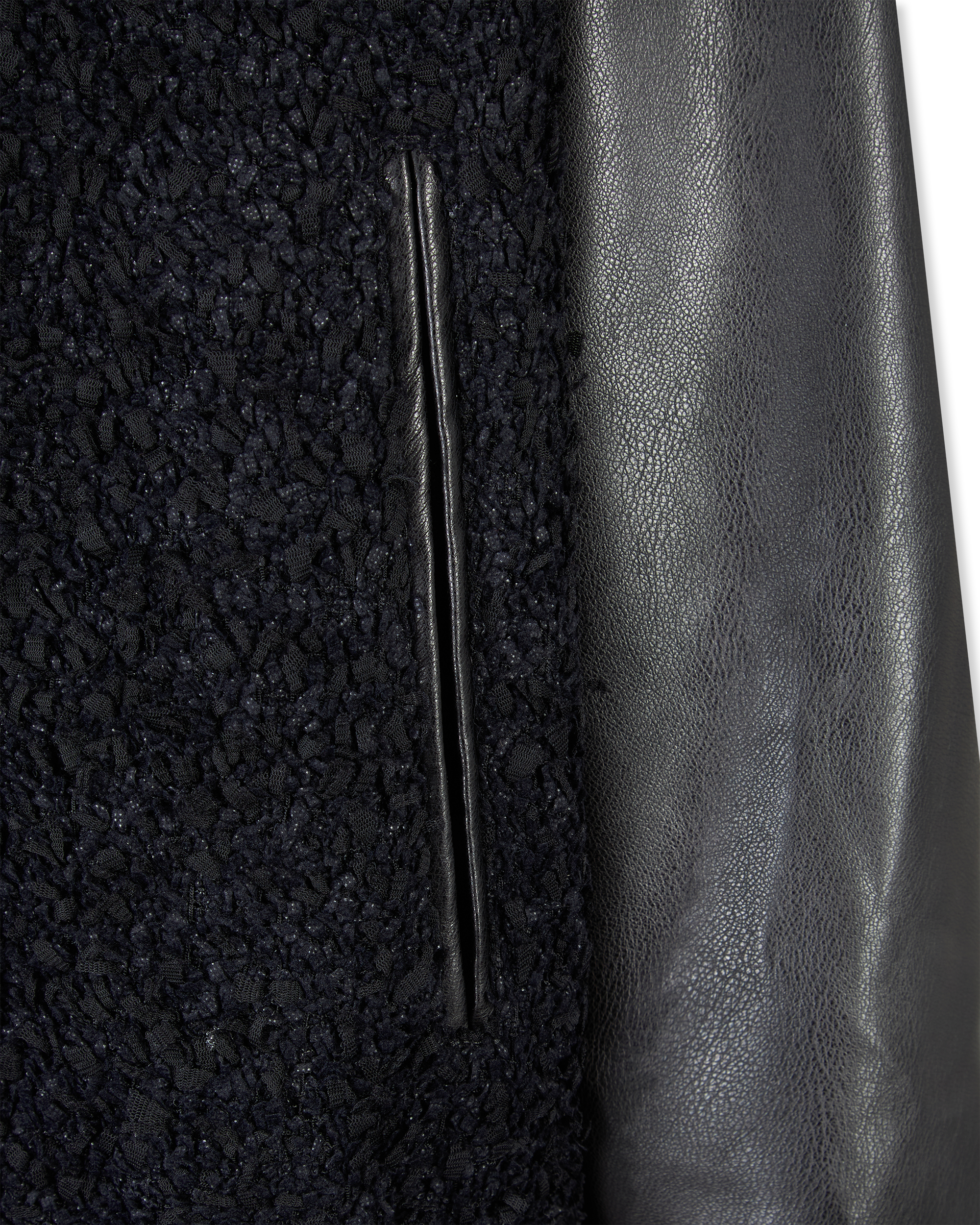 Tweed And Faux Leather Varsity Jacket