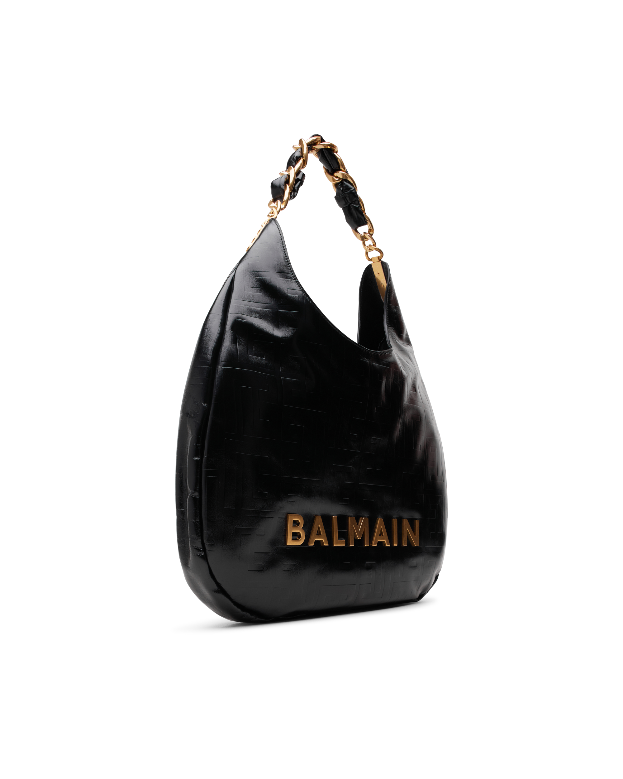 1945 Monogrammed Crinkled Leather Hobo Tote Bag