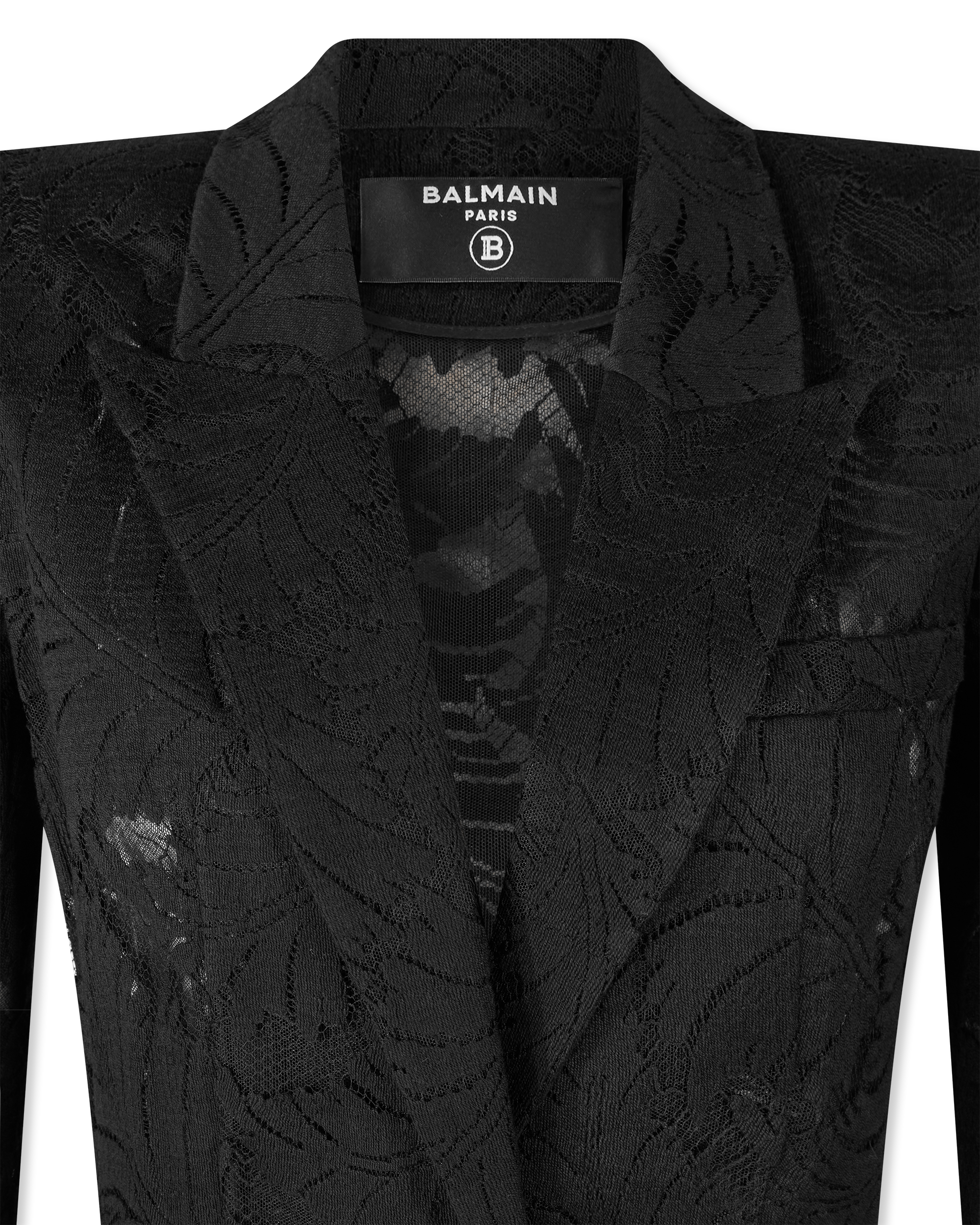 1-Button Fitted Lace Jacket