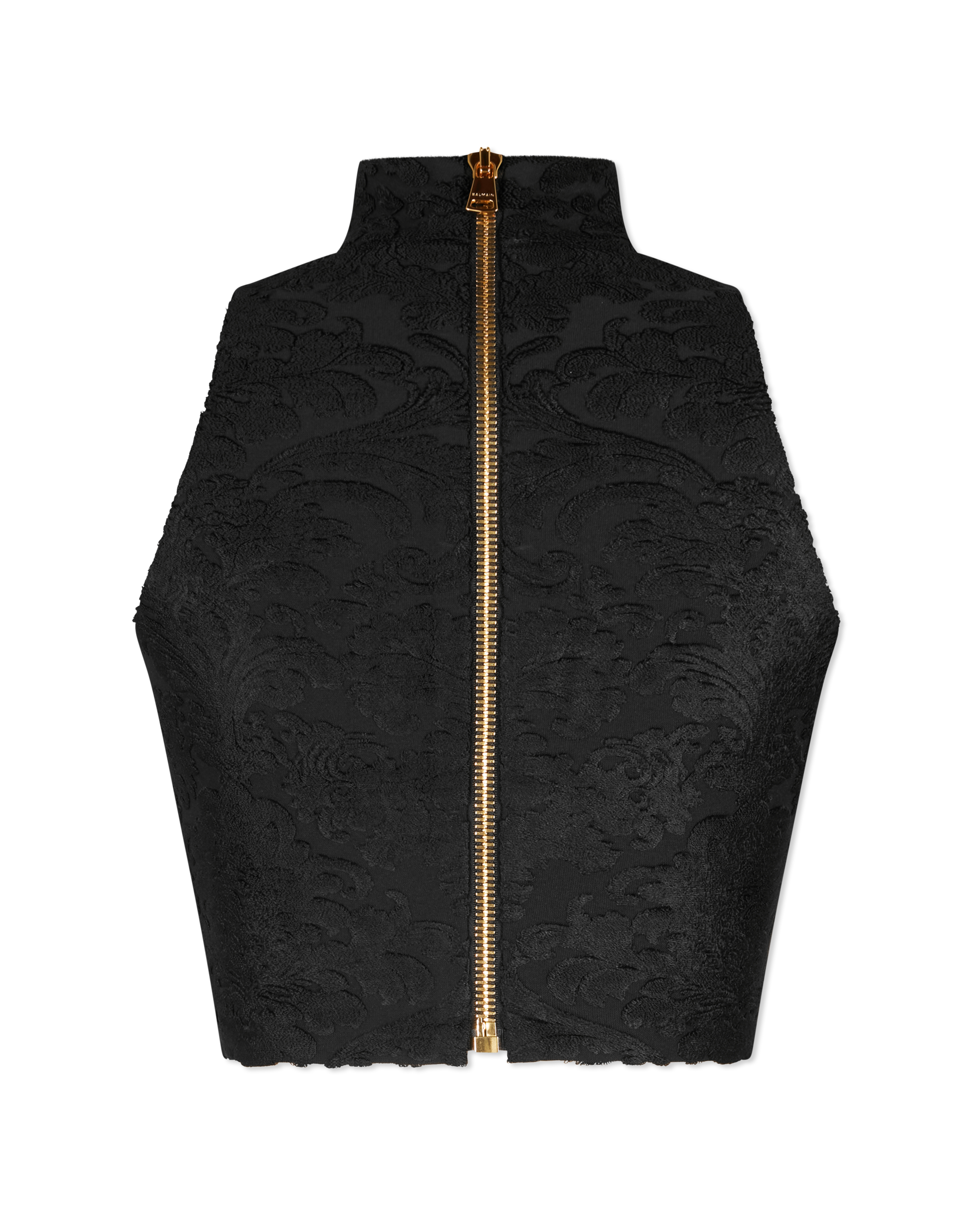 Bouclé Baroque Pattern Buttoned Top