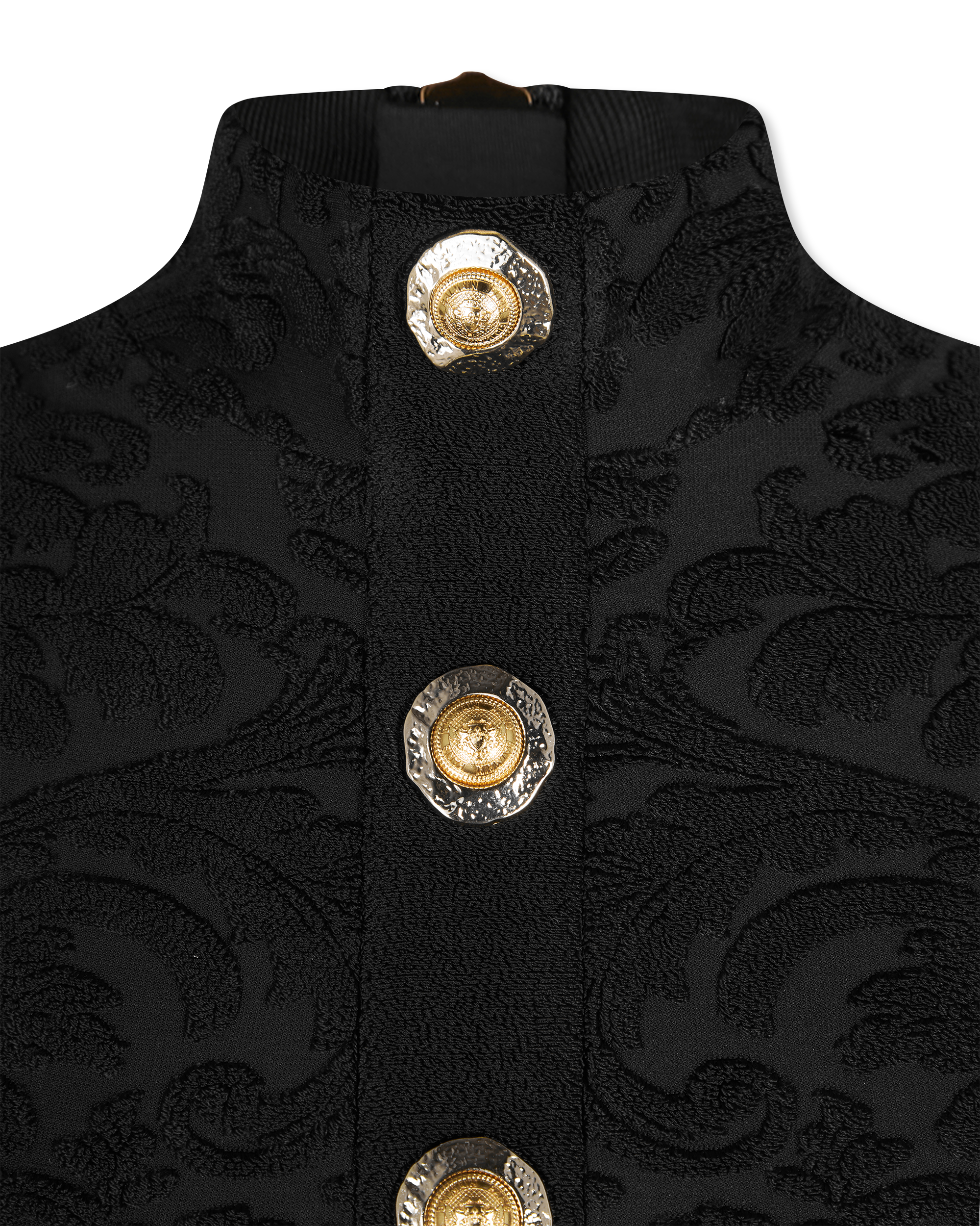 Bouclé Baroque Pattern Buttoned Top