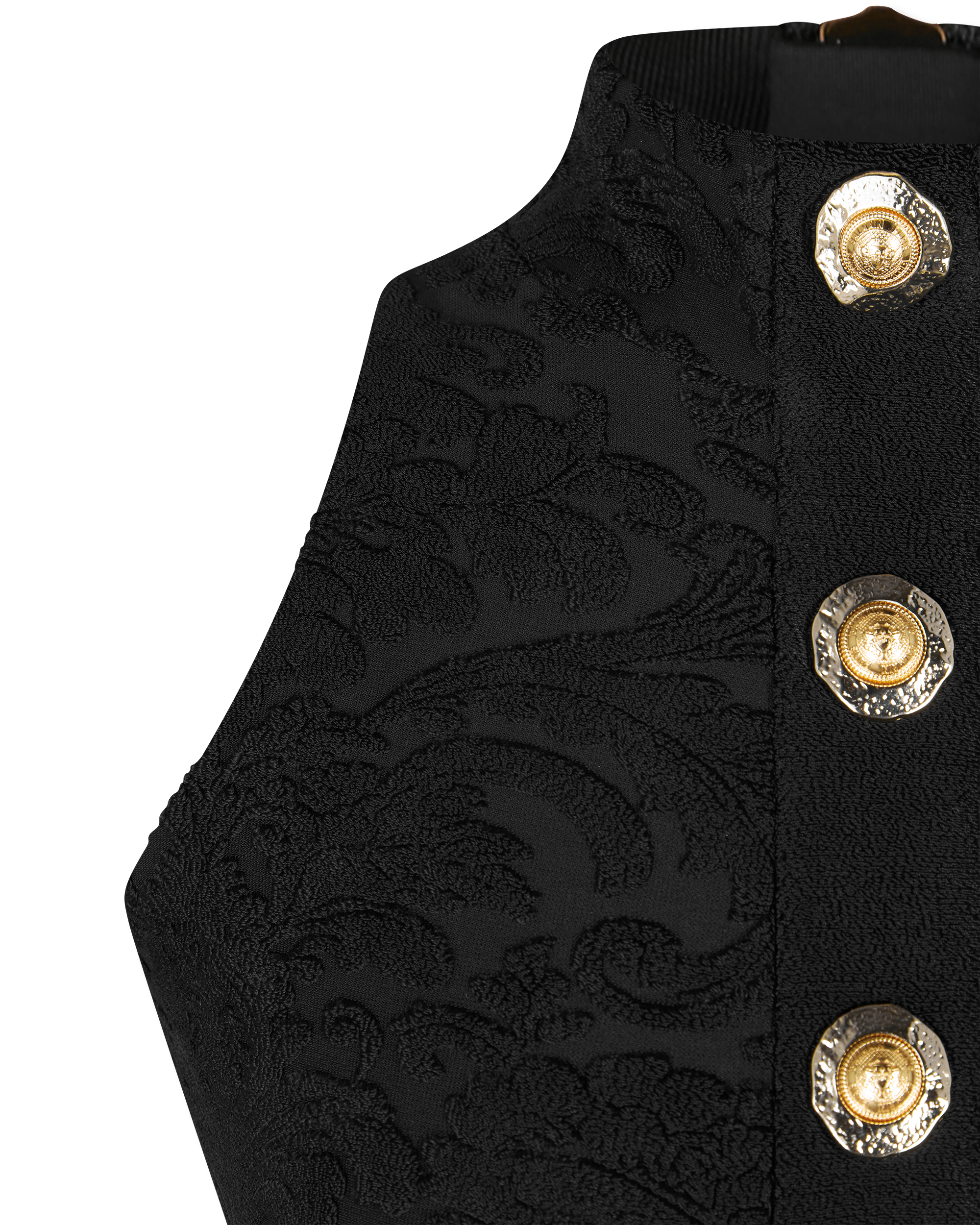 Bouclé Baroque Pattern Buttoned Top