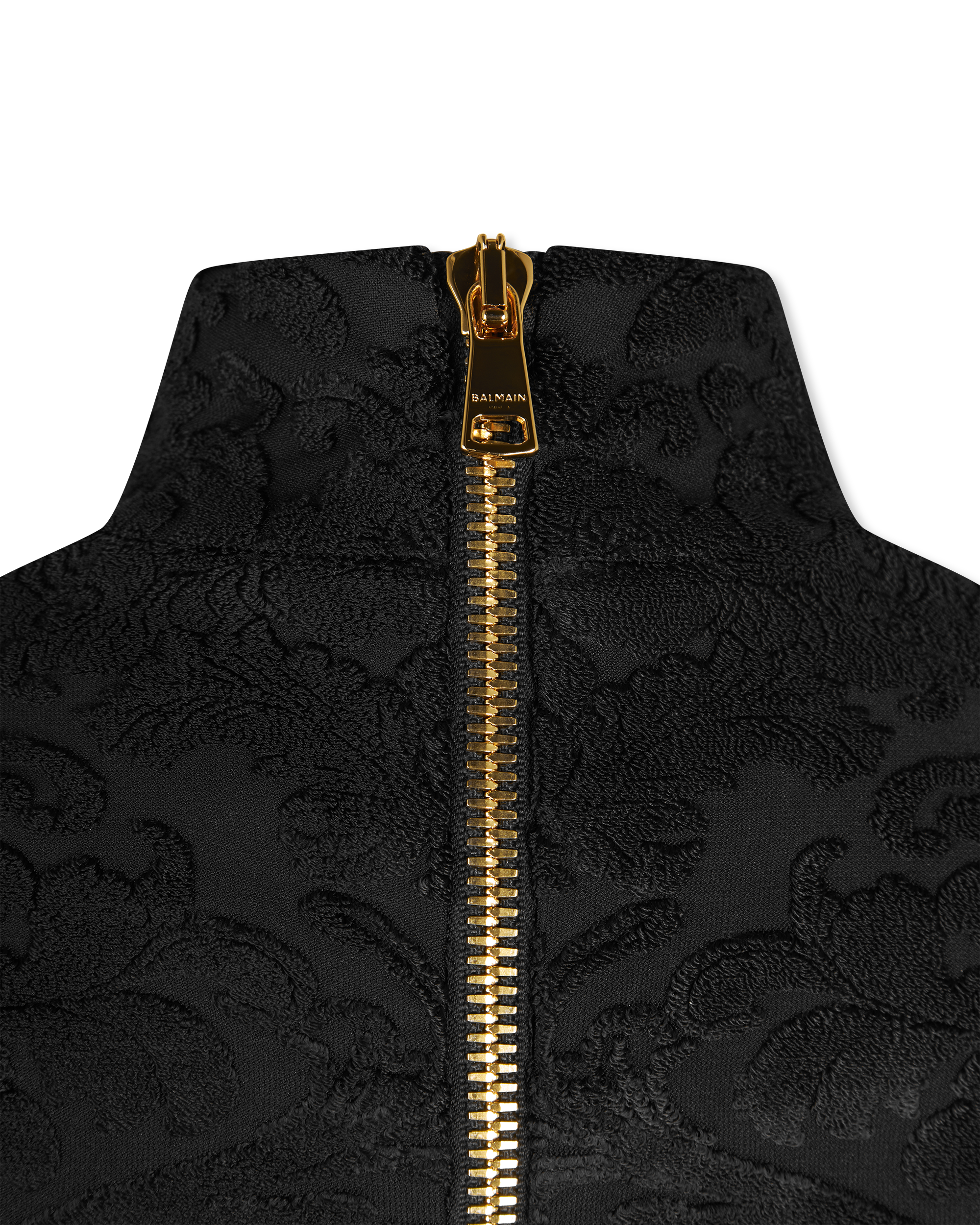 Bouclé Baroque Pattern Buttoned Top