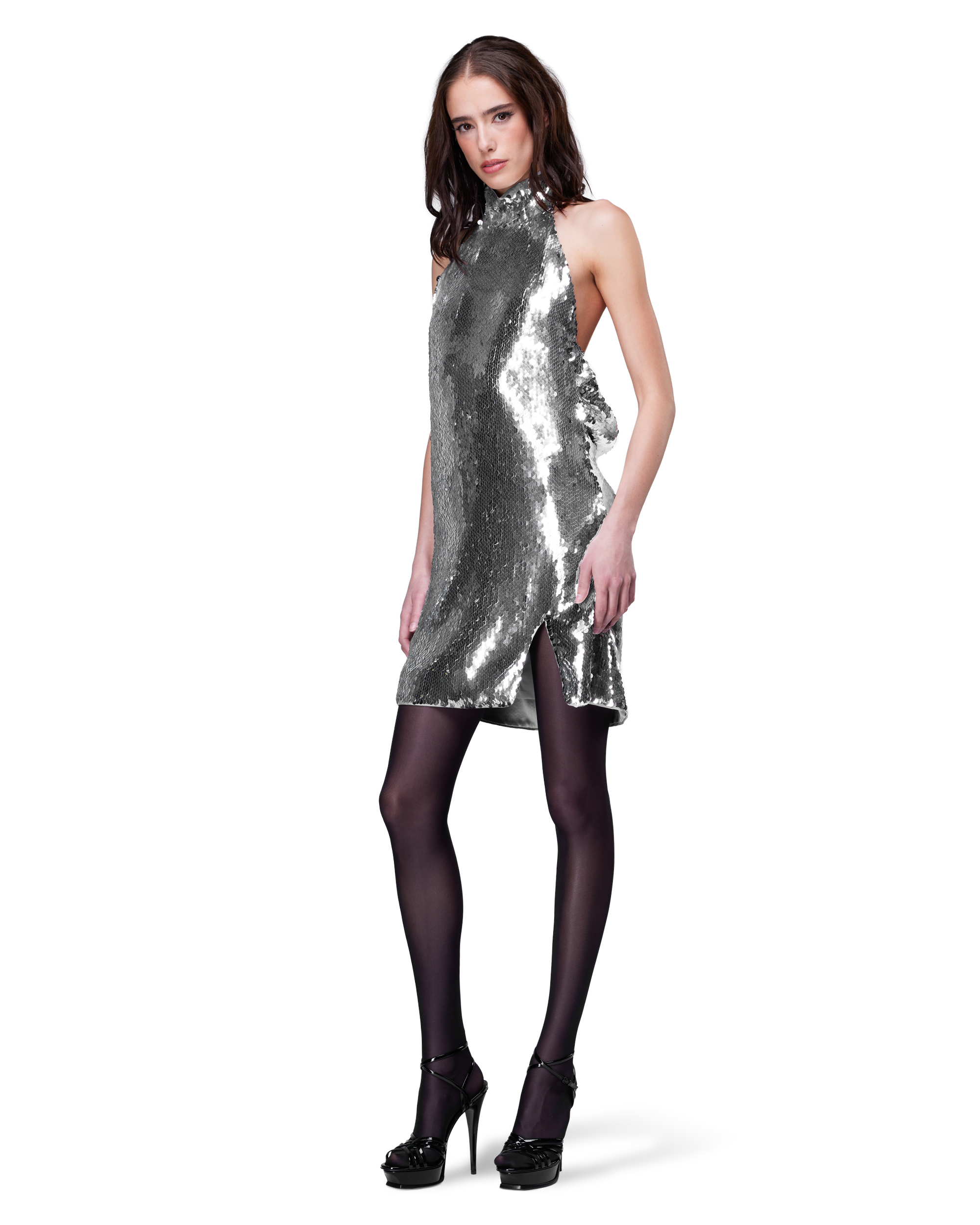 Sequined Halterneck Mini Dress