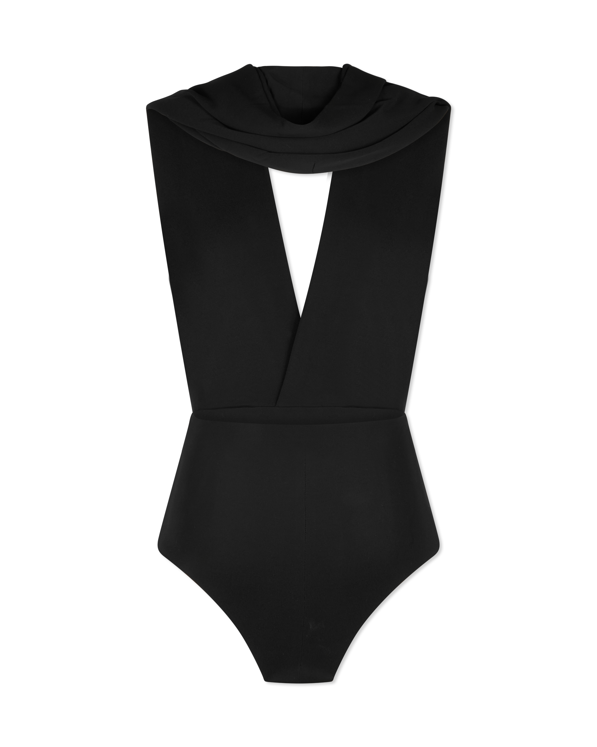 Draped Bodysuit With Hood