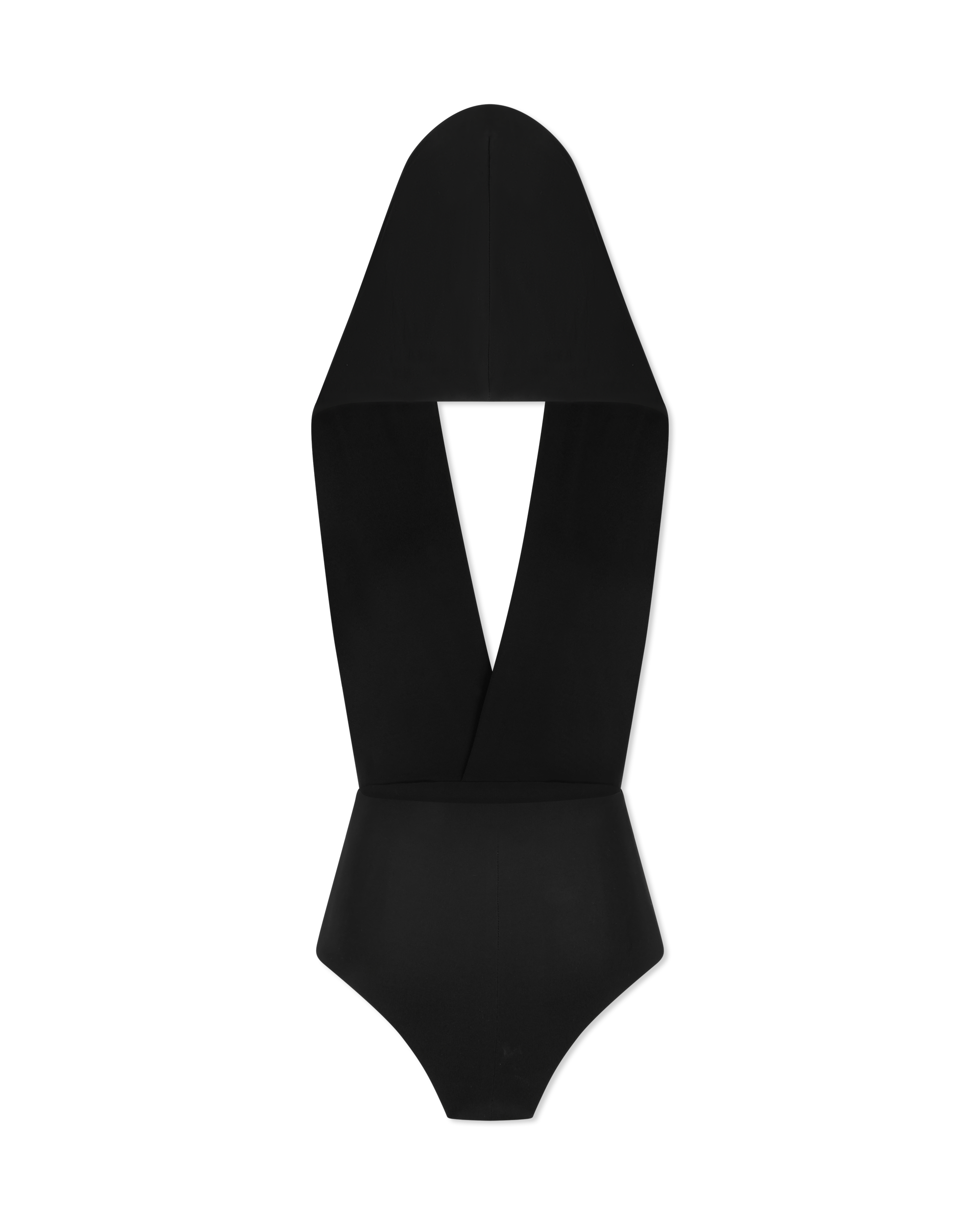 Draped Bodysuit With Hood
