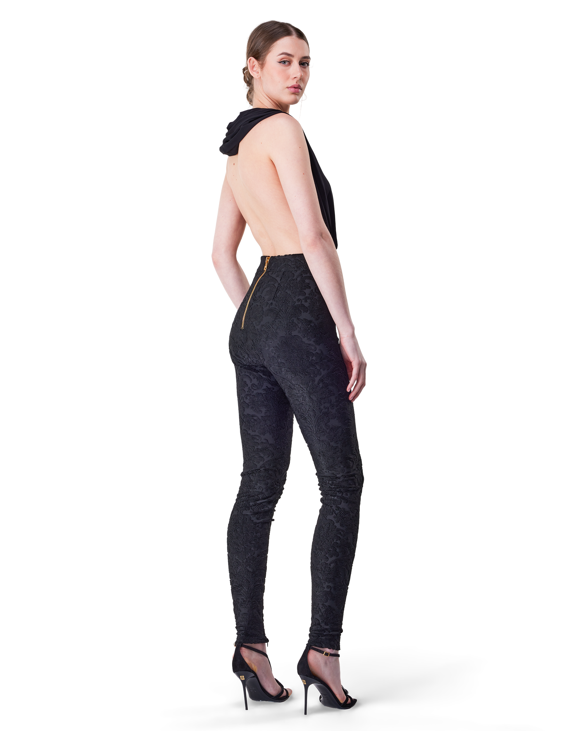 Draped Bodysuit With Hood