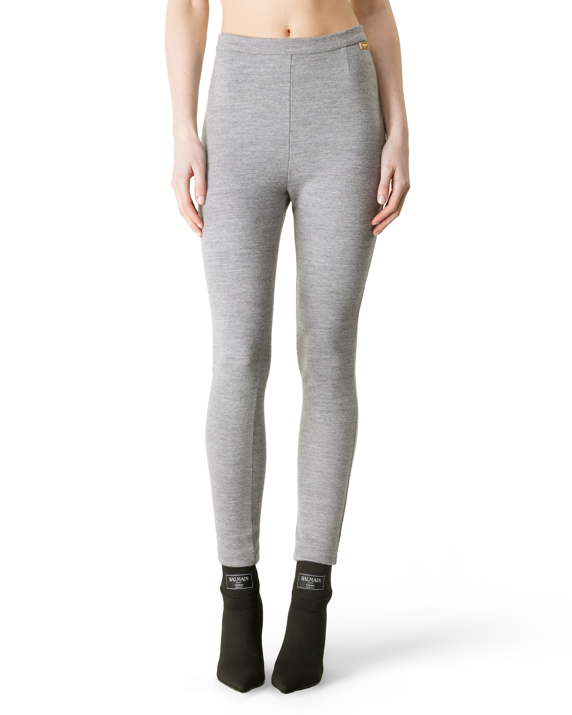 Zippered Cotton Knit Leggings