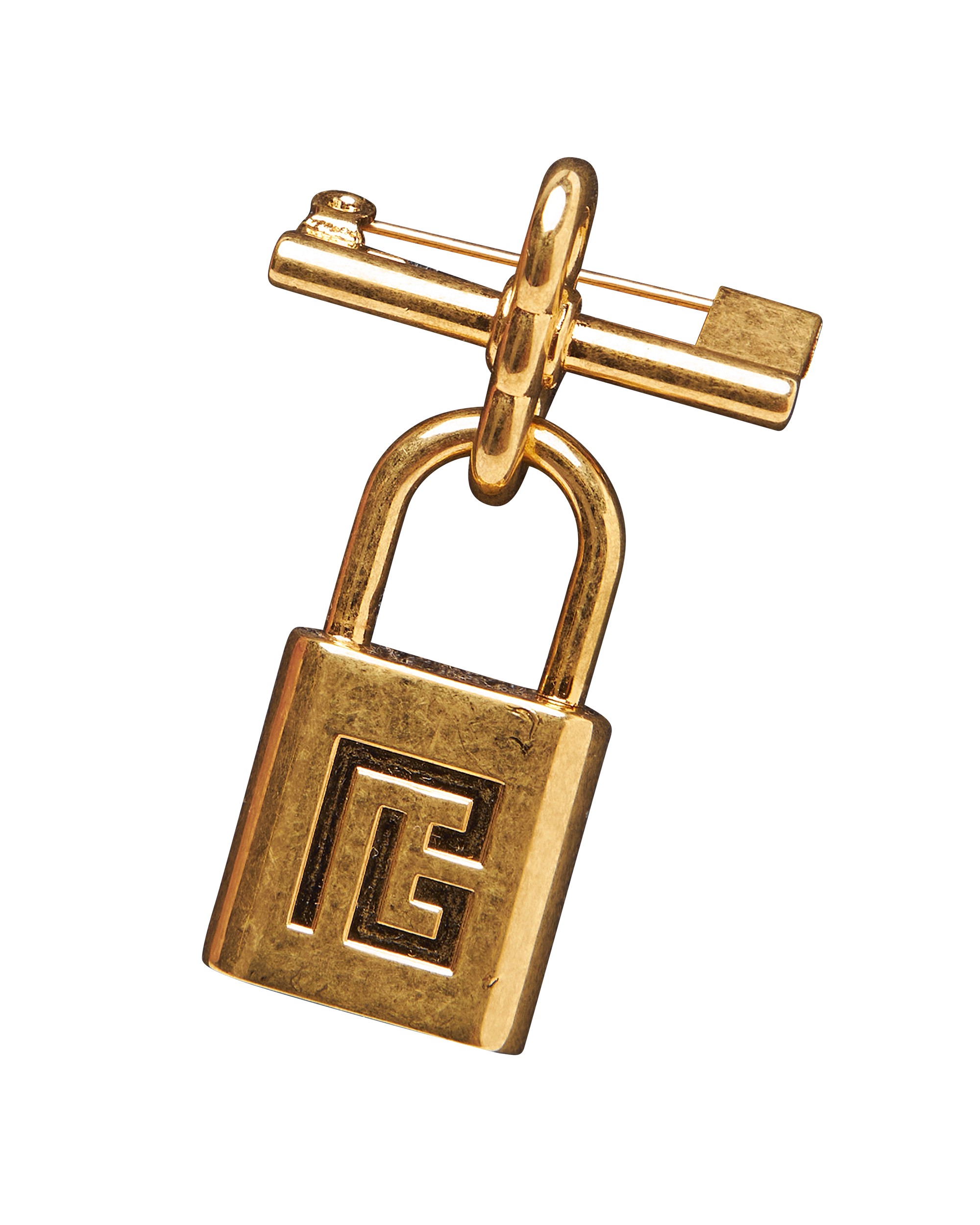 Brass Pulse Padlock Brooch