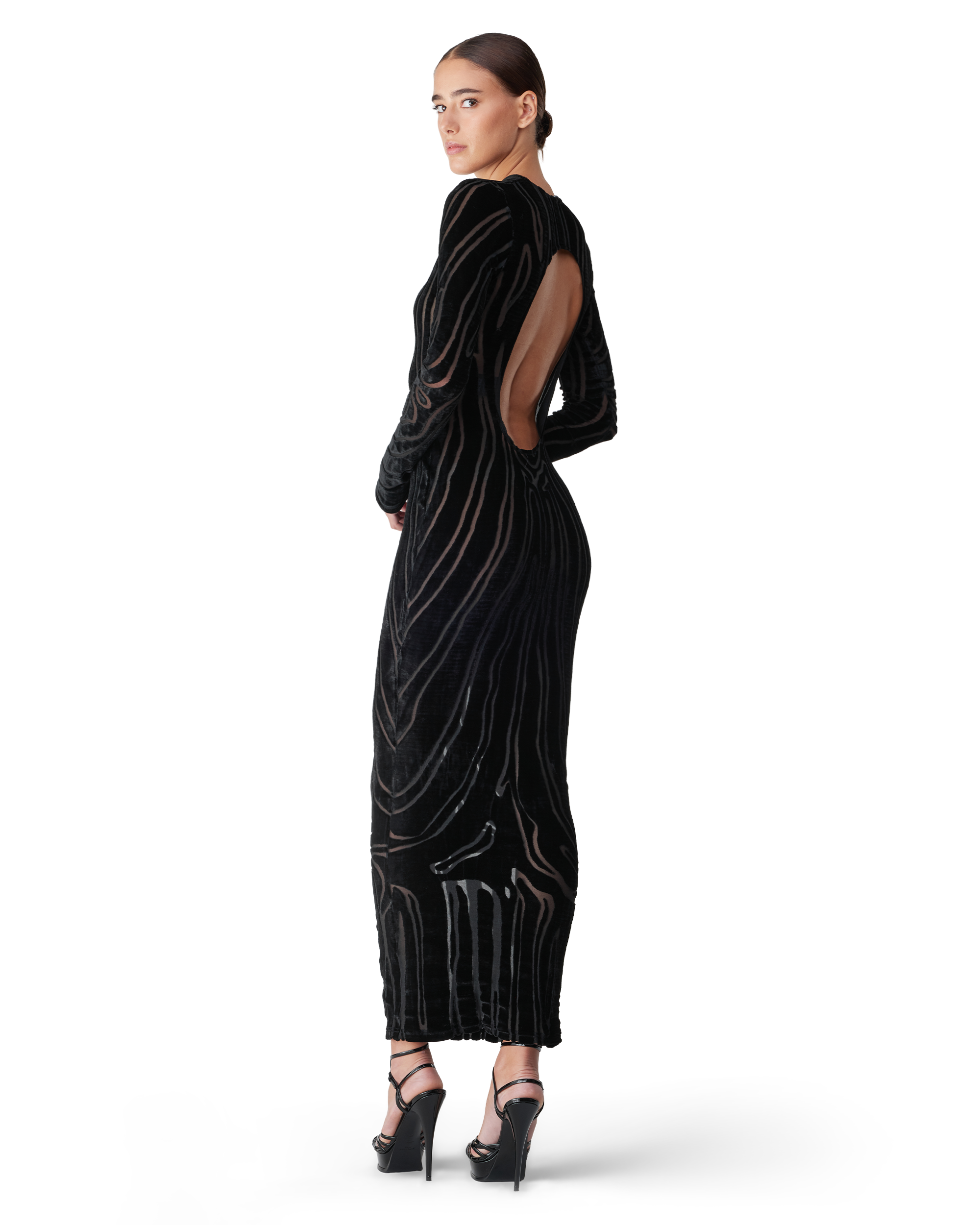 Black Viscose Blend Zebra-Print Velvet Dress by Balmain | DIHSAN