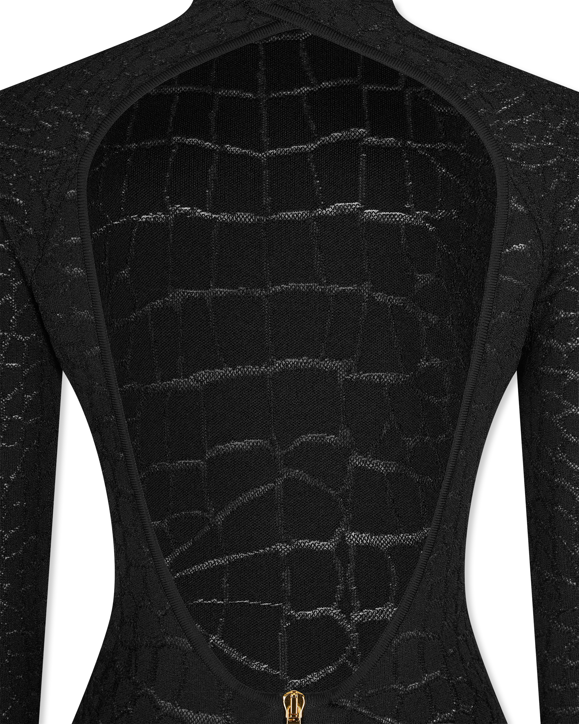 Croc-Effect Knit Open-Back Maxi Dress