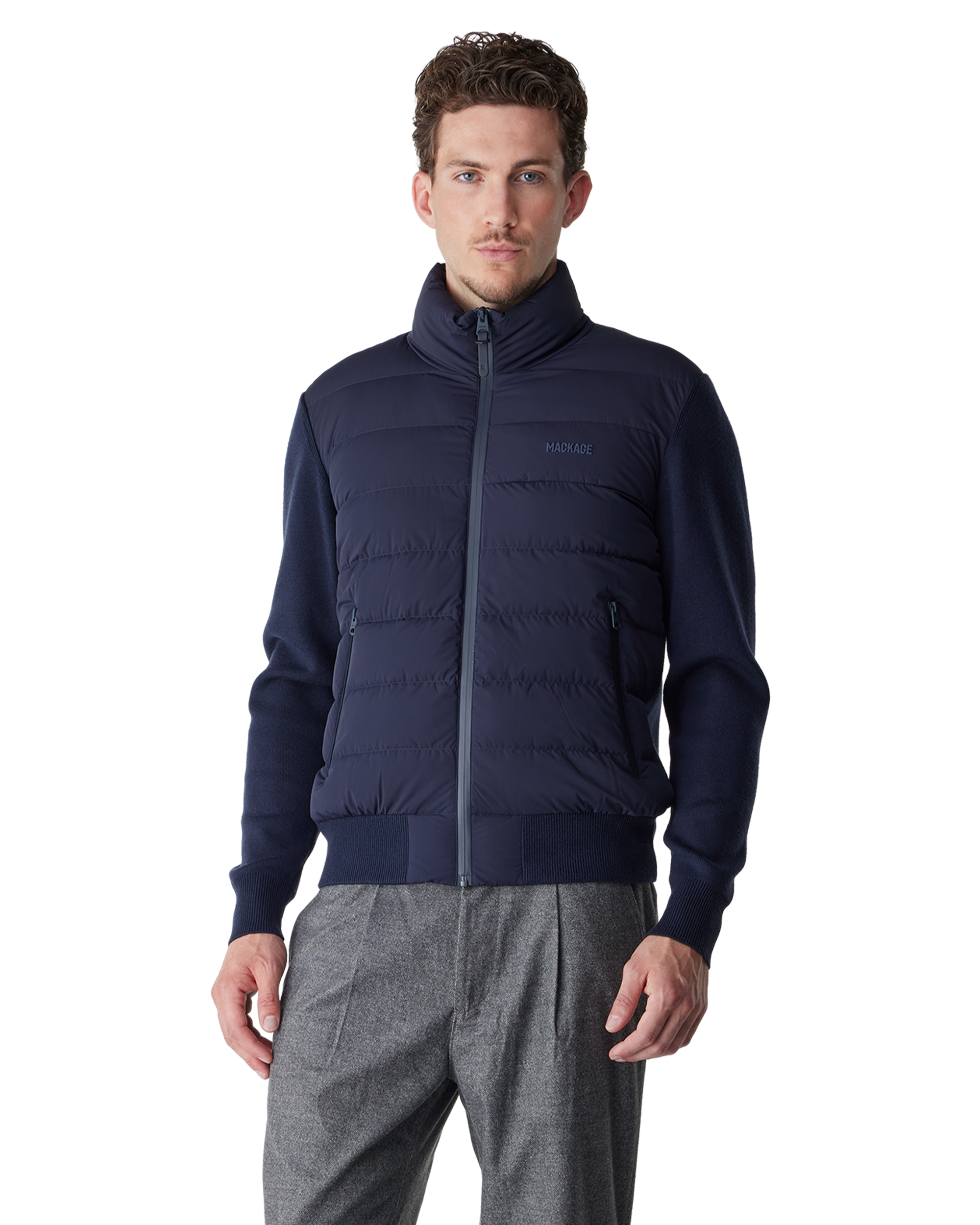 Navy Down Haney-City Hybrid Light Down Jacket by Mackage | DIHSAN
