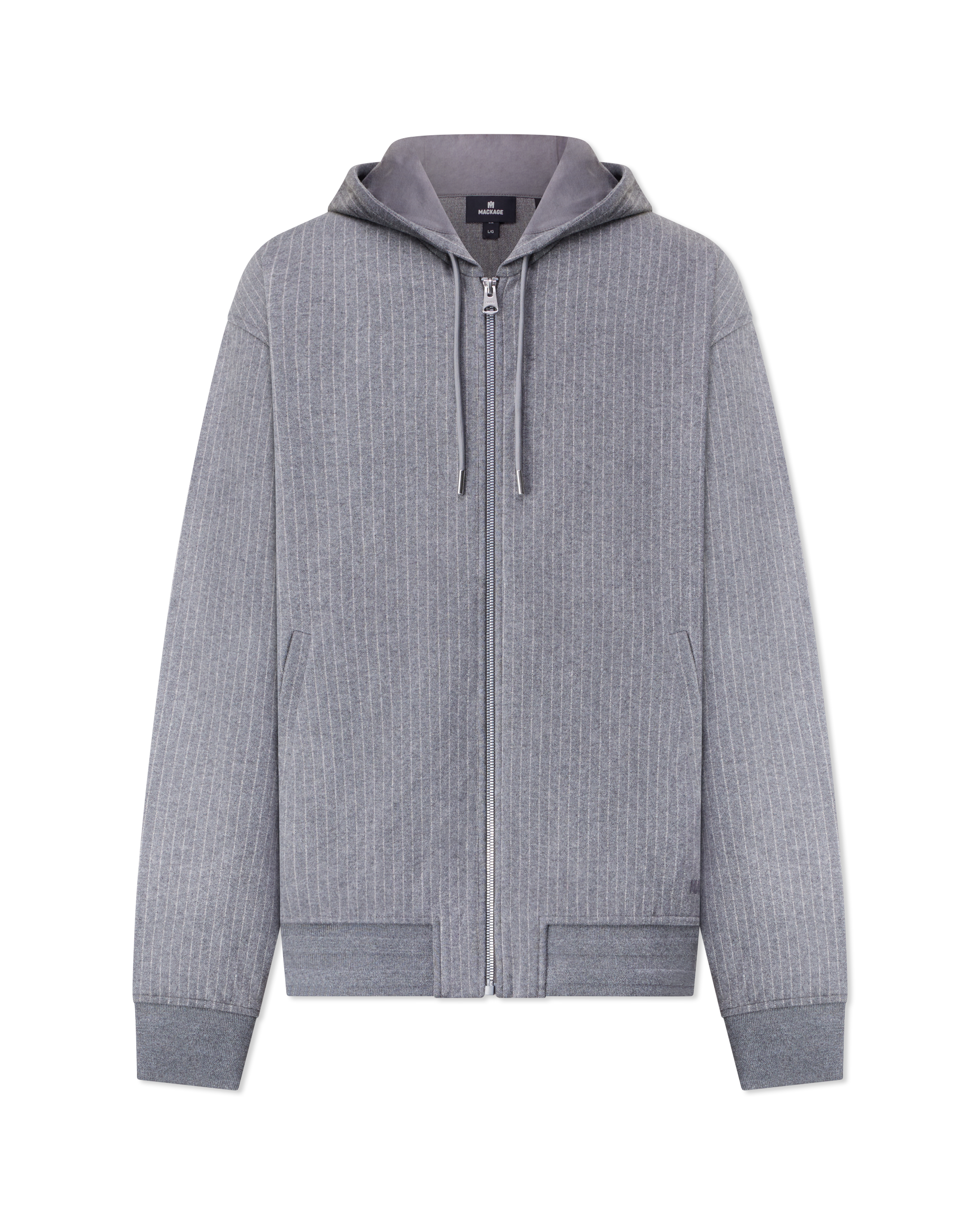 Light Grey/Cream Organic Ledger-K Brushed Knit Hoodie by Mackage | DIHSAN