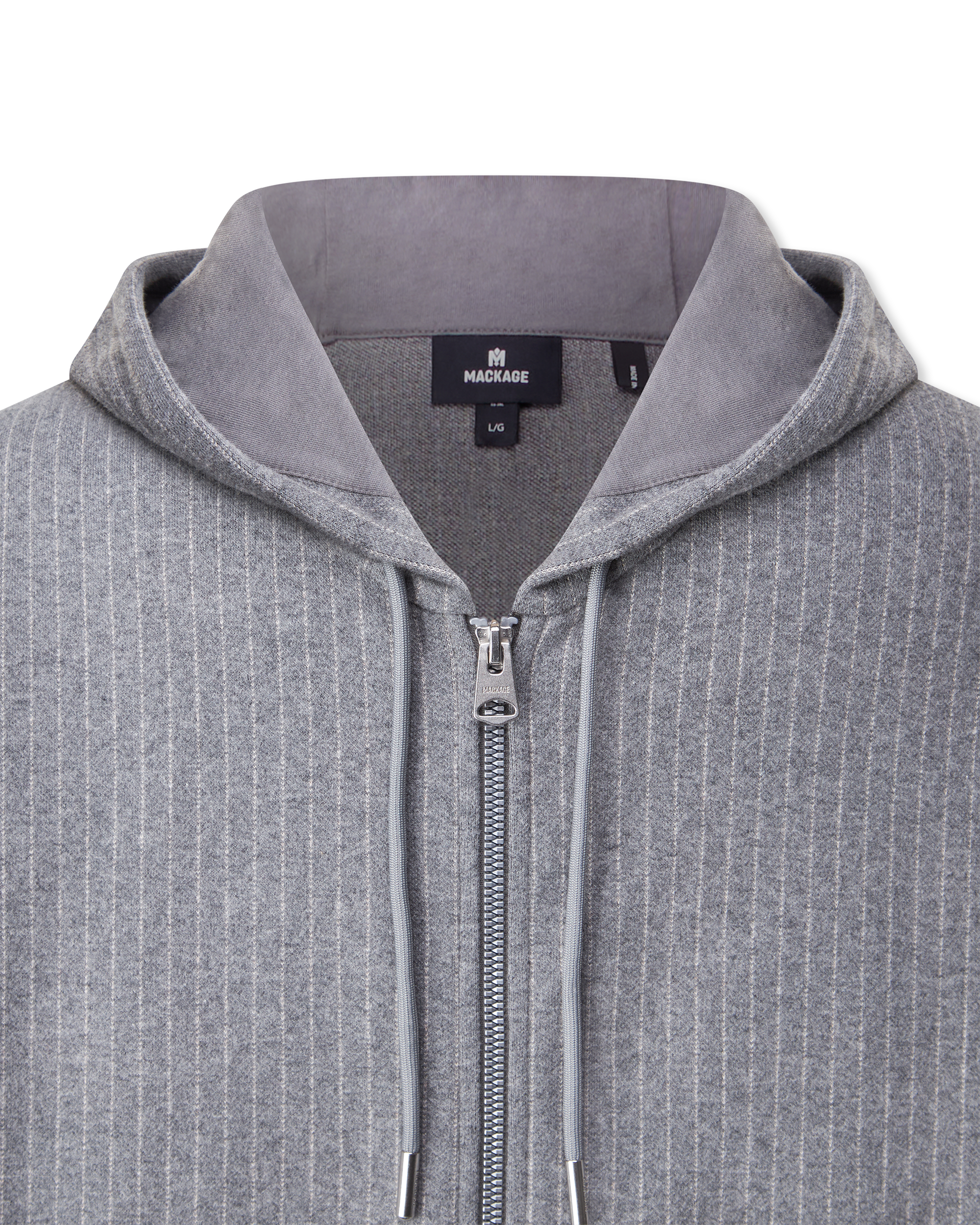 Light Grey/Cream Organic Ledger-K Brushed Knit Hoodie by Mackage | DIHSAN