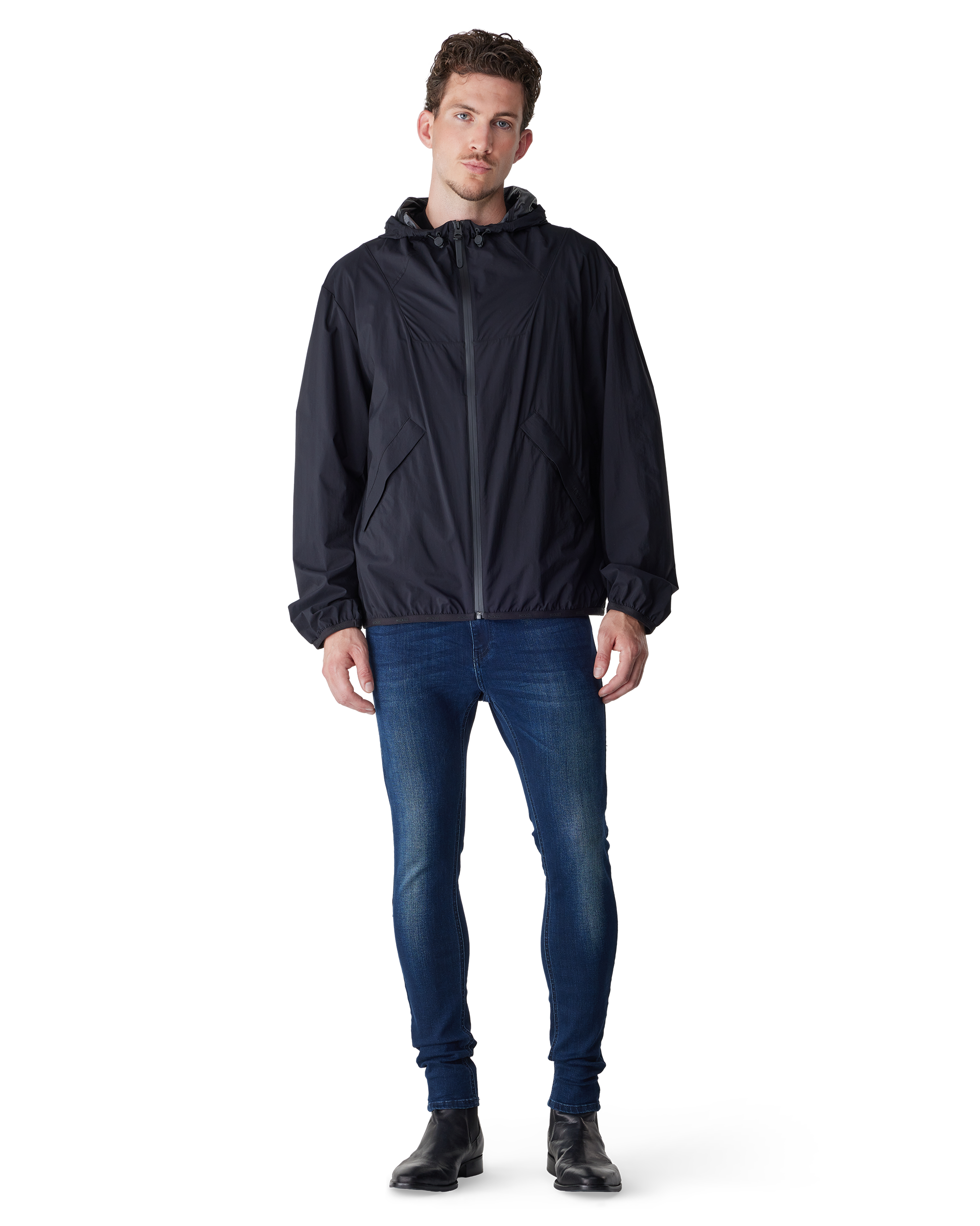 Black Polyamide Reid-SC Packable Rain Jacket by Mackage | DIHSAN