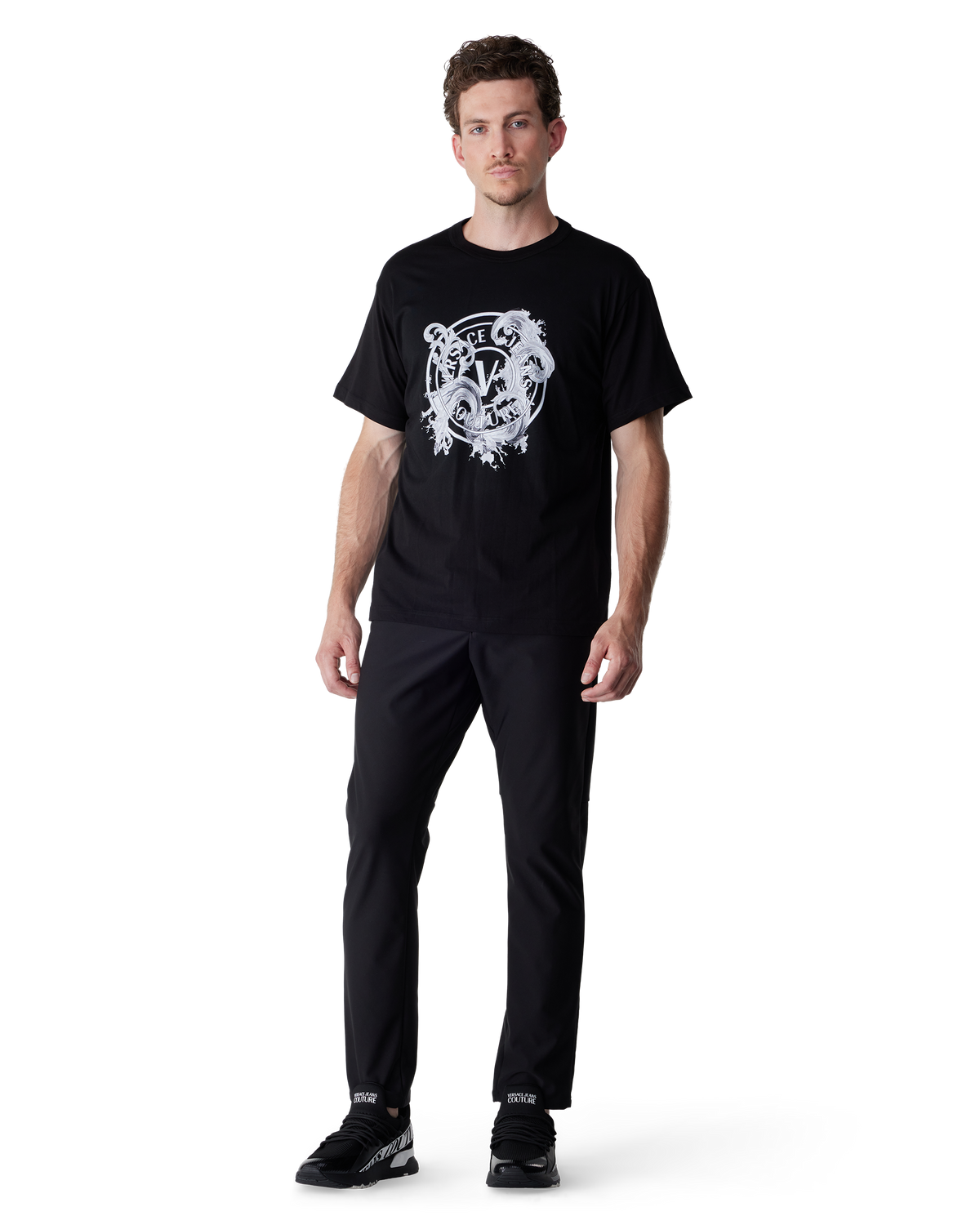 Black Dynamic Logo Sneakers by Versace Jeans Couture | DIHSAN