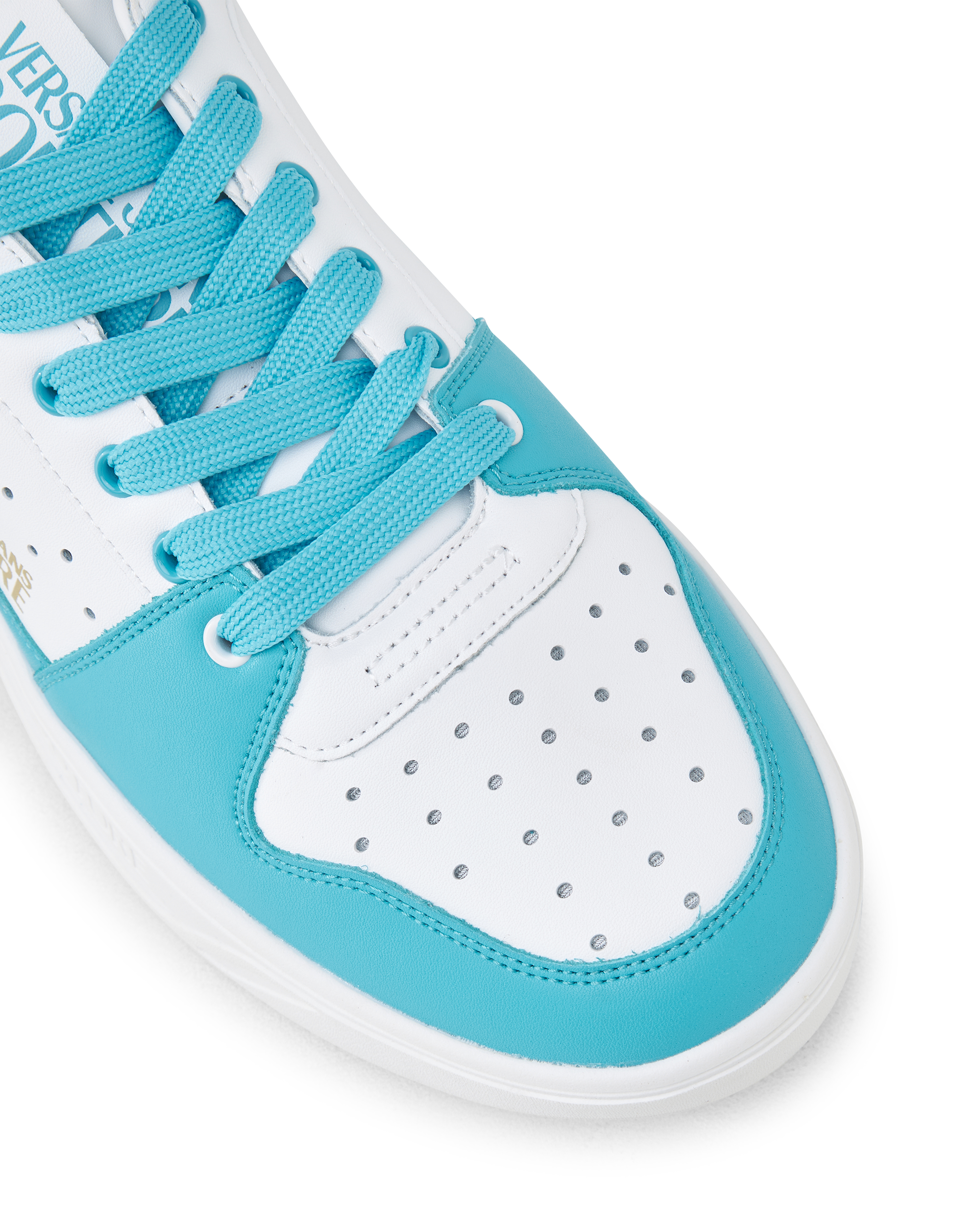 Two-Tone Leather Logo Sneakers