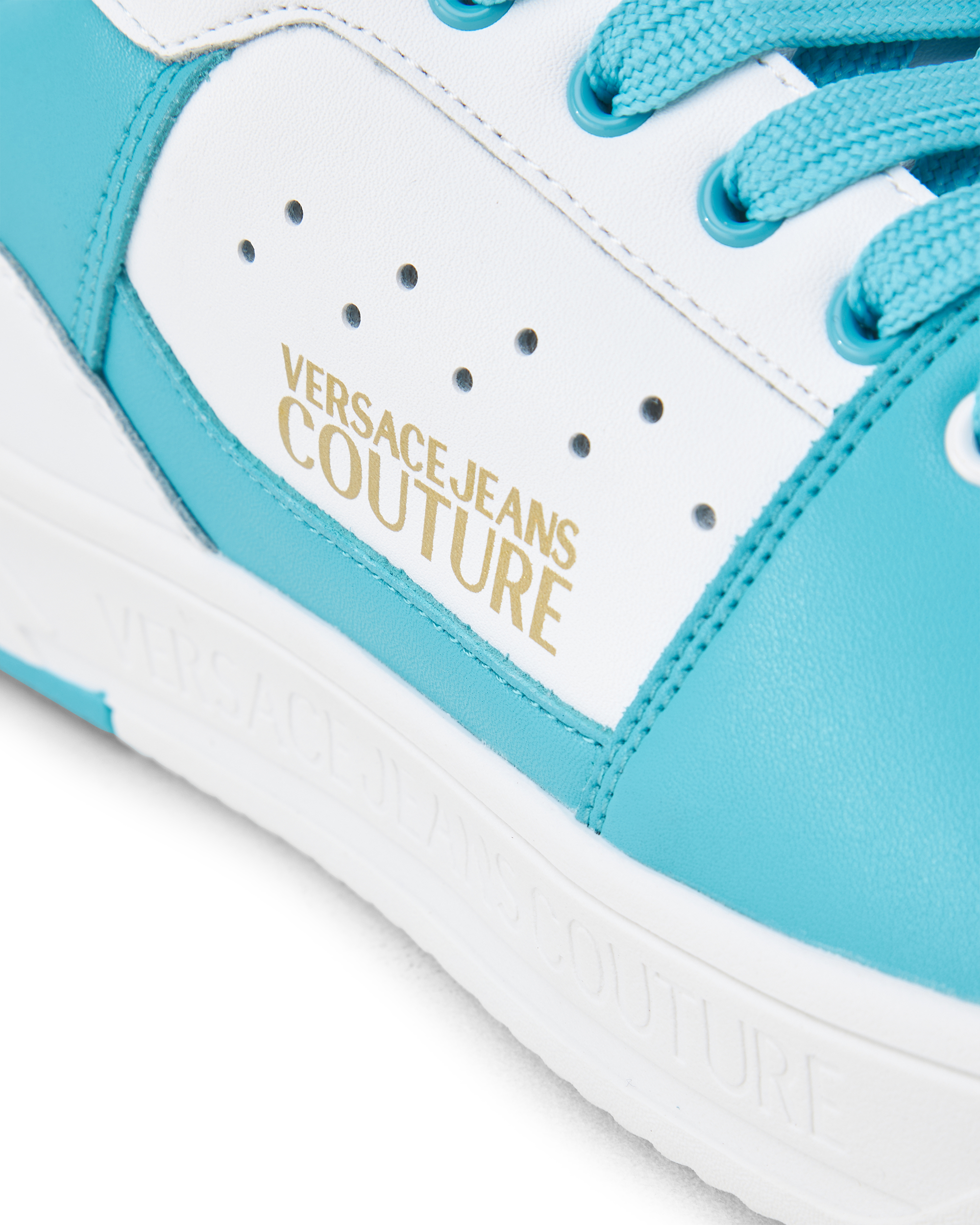 Two-Tone Leather Logo Sneakers