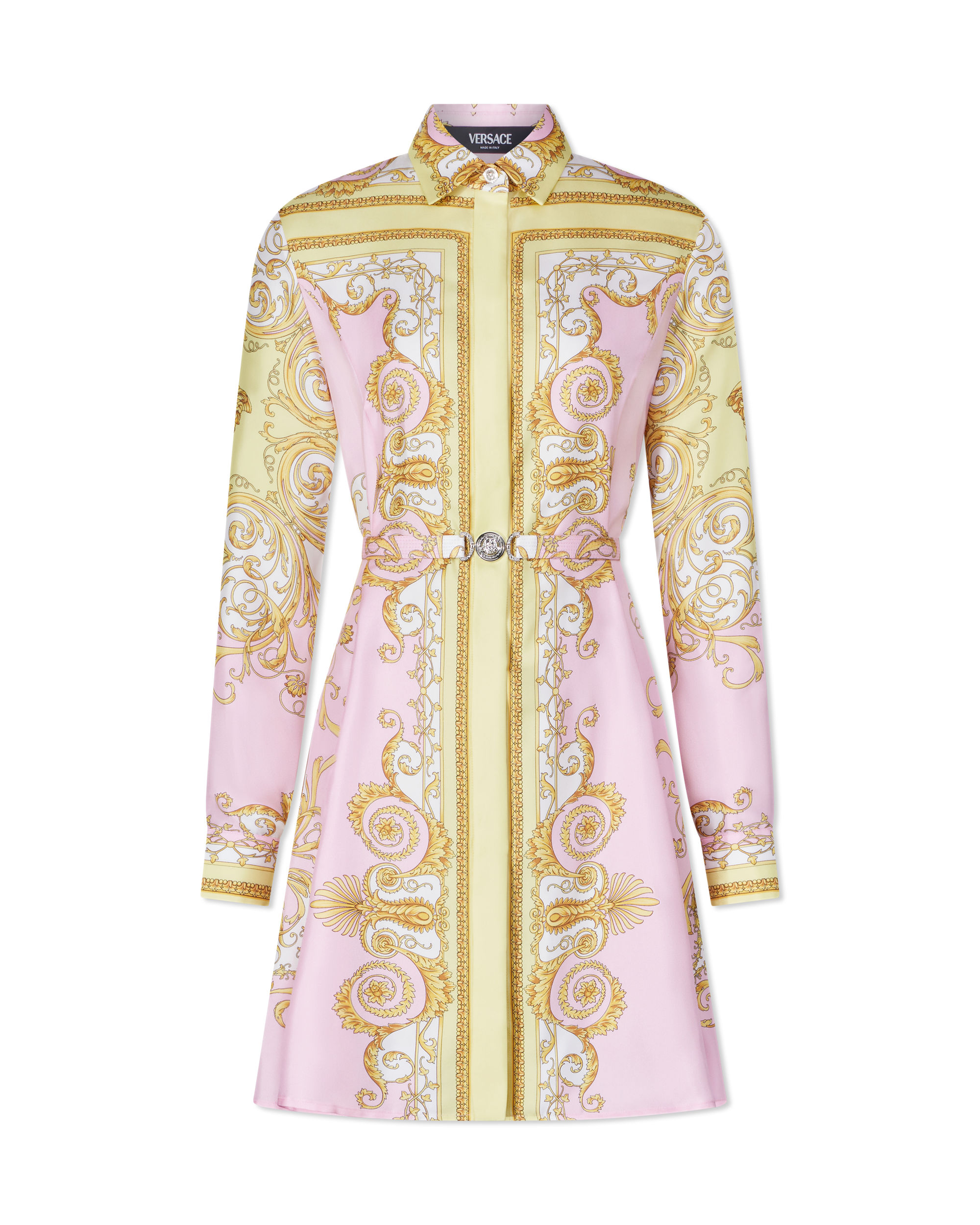 Spring Barocco Silk Mini Shirt Dress