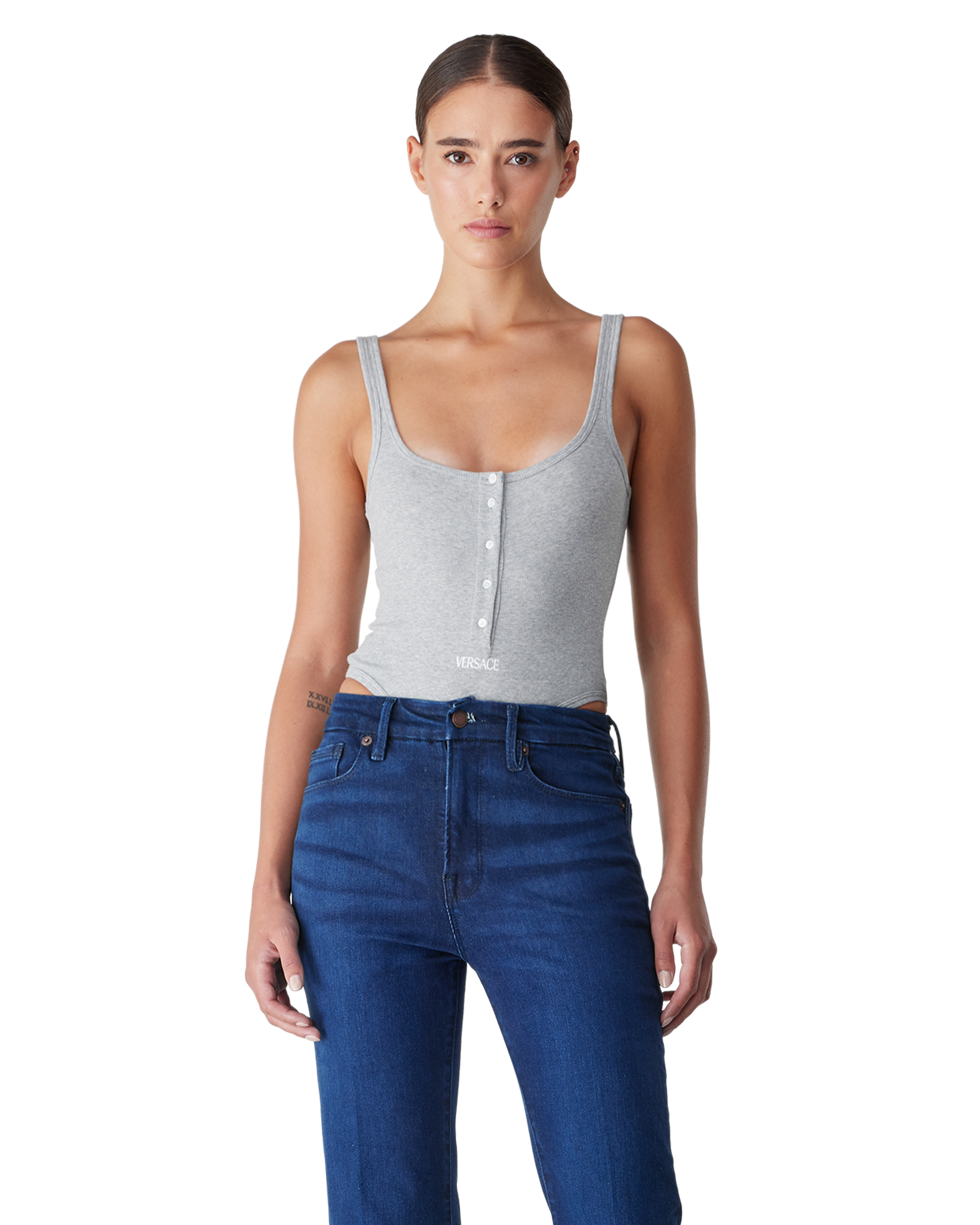Logo-Detail Button-Up Bodysuit