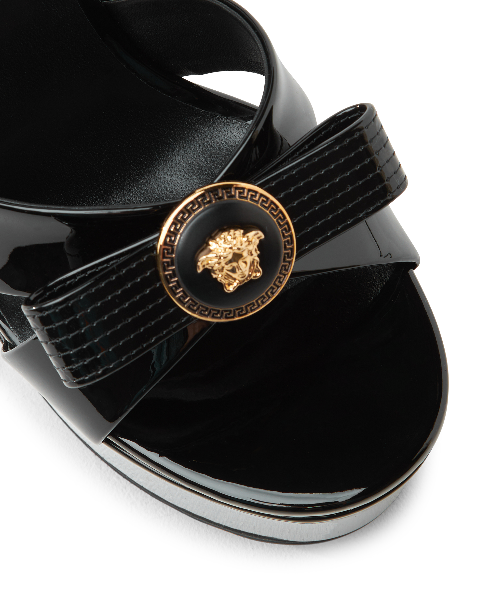 Gianni Ribbon Patent Sandals 140 mm