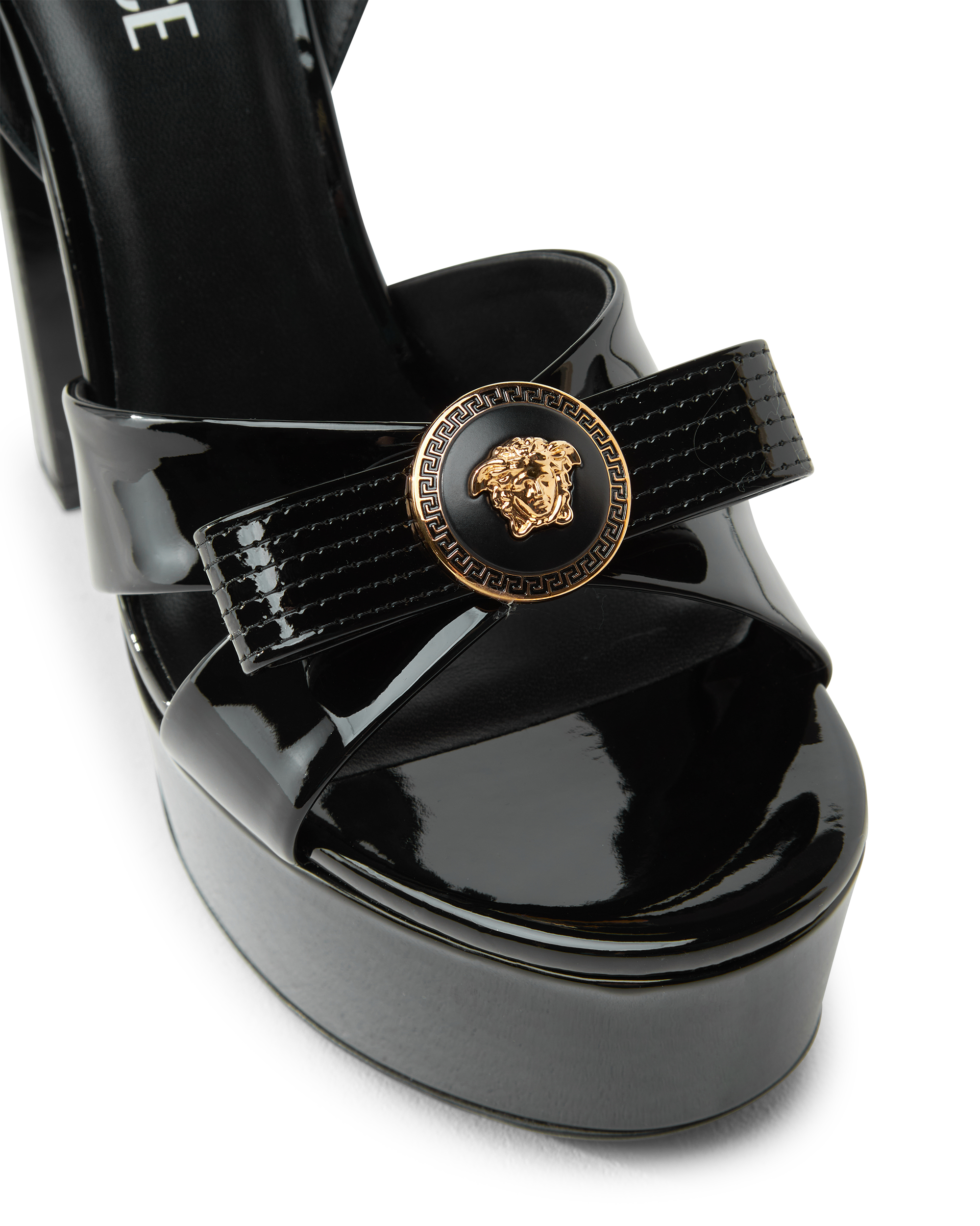 Gianni Ribbon Patent Sandals 140 mm