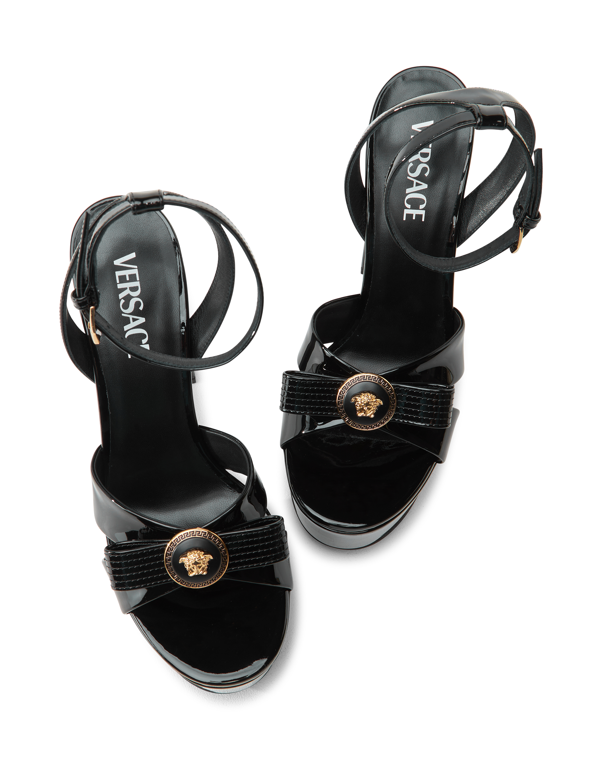 Gianni Ribbon Patent Sandals 140 mm