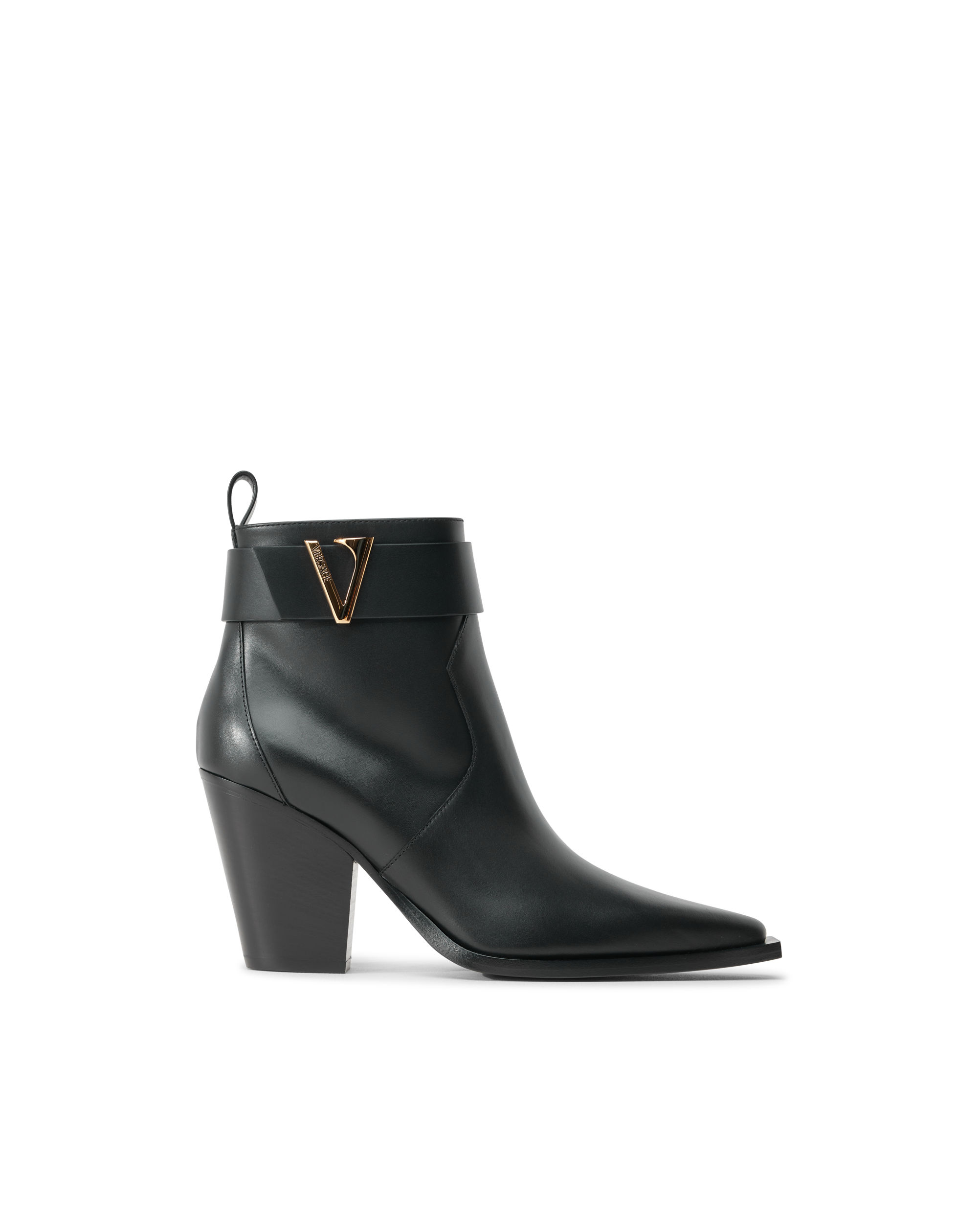 V Leather Ankle Boots 85 mm