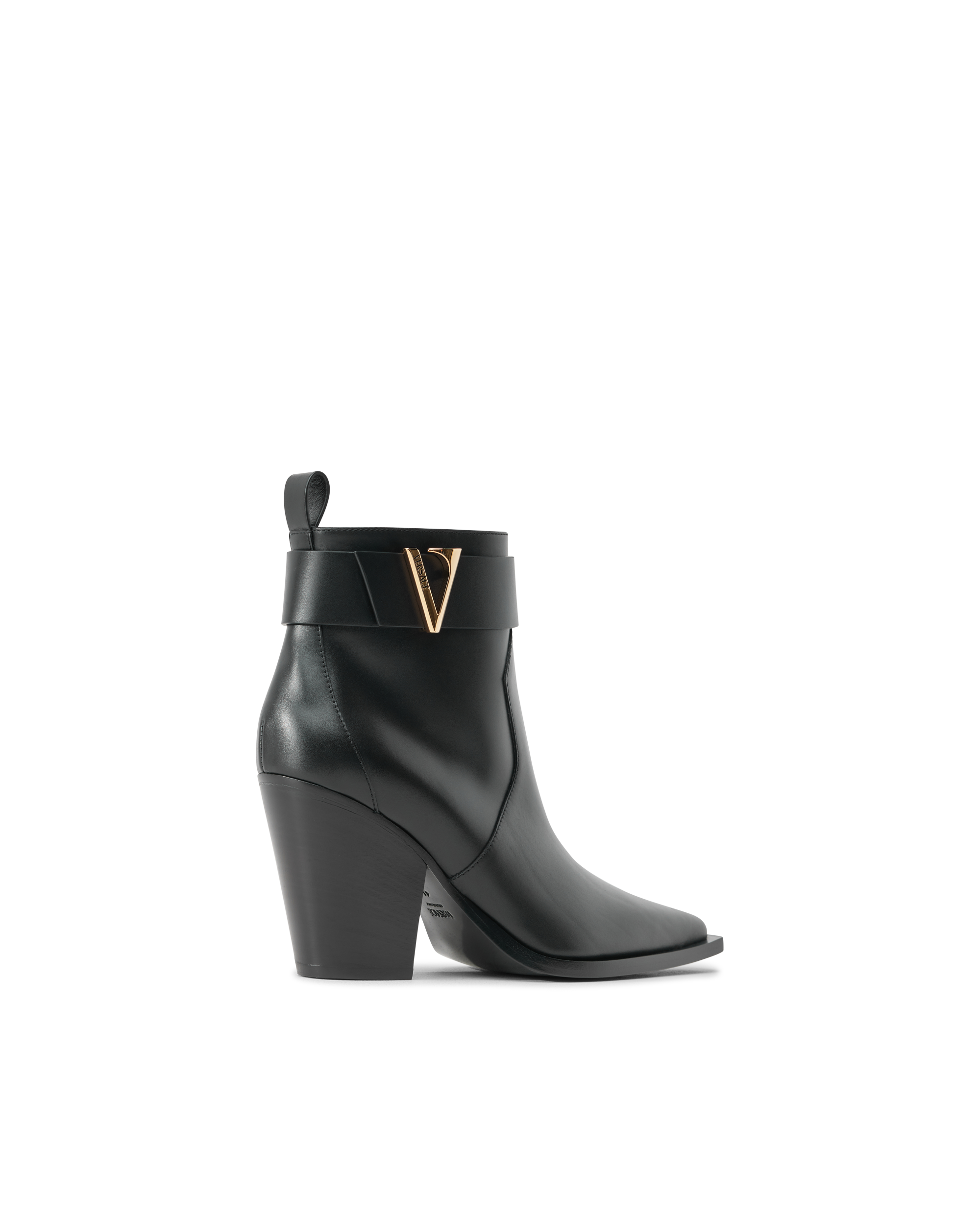 V Leather Ankle Boots 85 mm