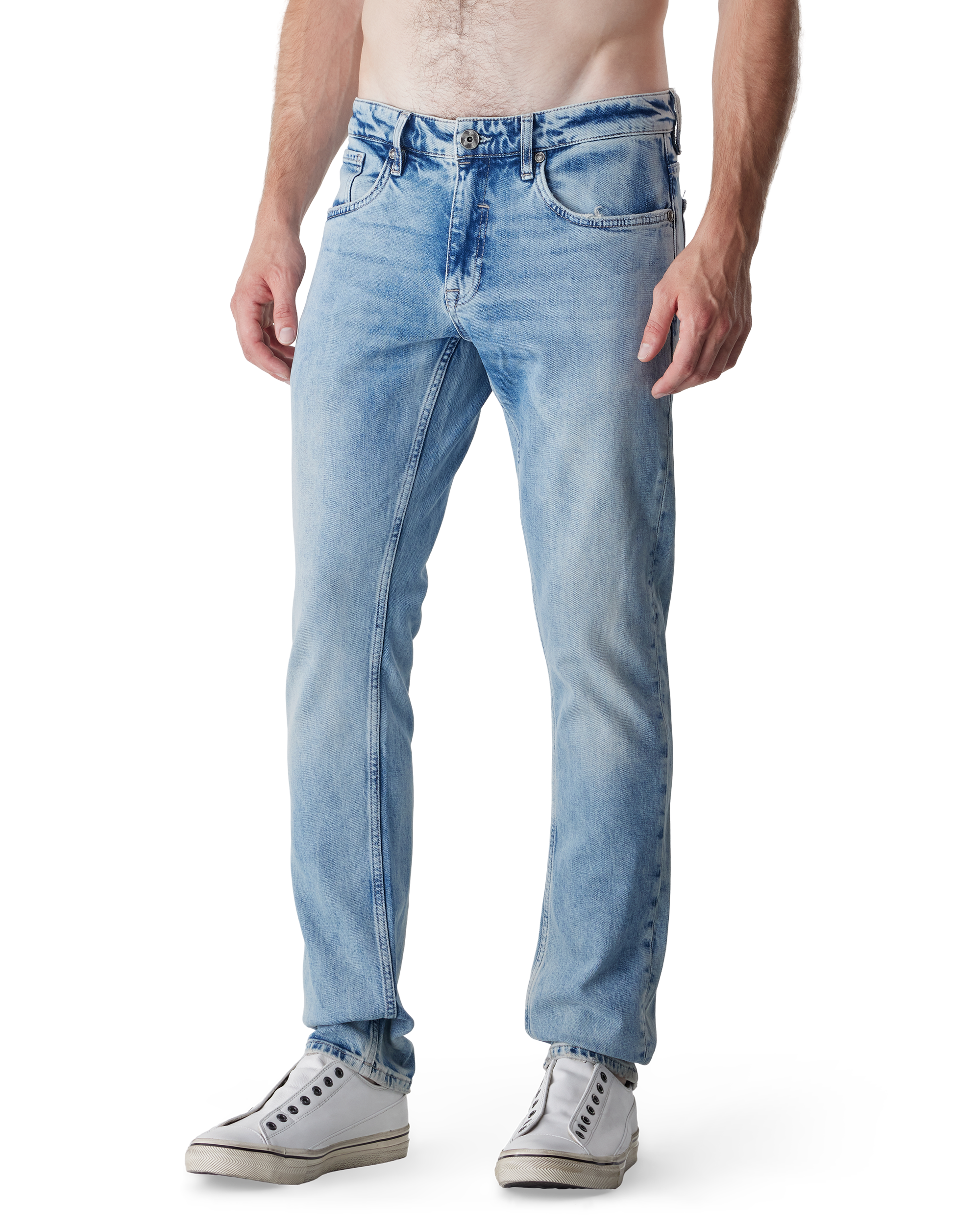 Blue Organic Cotton Blend Axe Vintage Tailored Straight Fit Jean by Jude Neale | DIHSAN