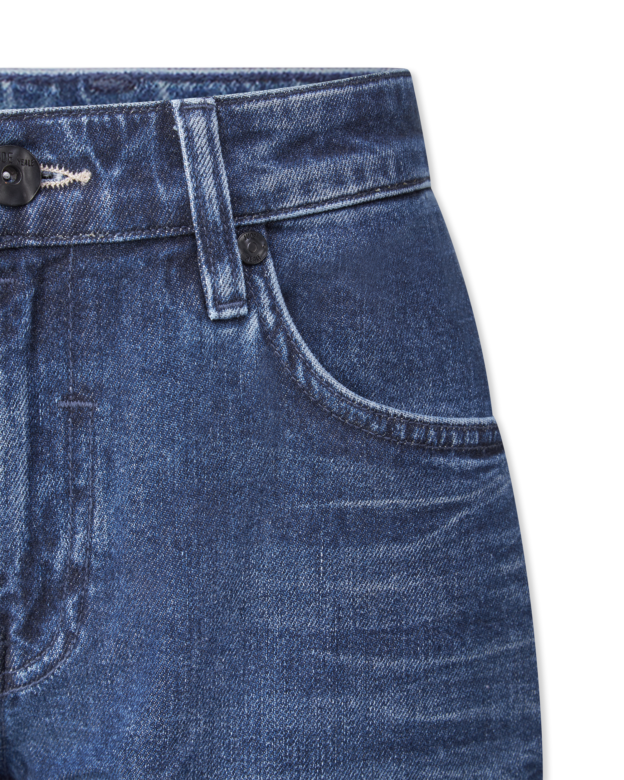 Blue Cotton Blend Bowie Aegean Easy Straight Fit by Jude Neale | DIHSAN