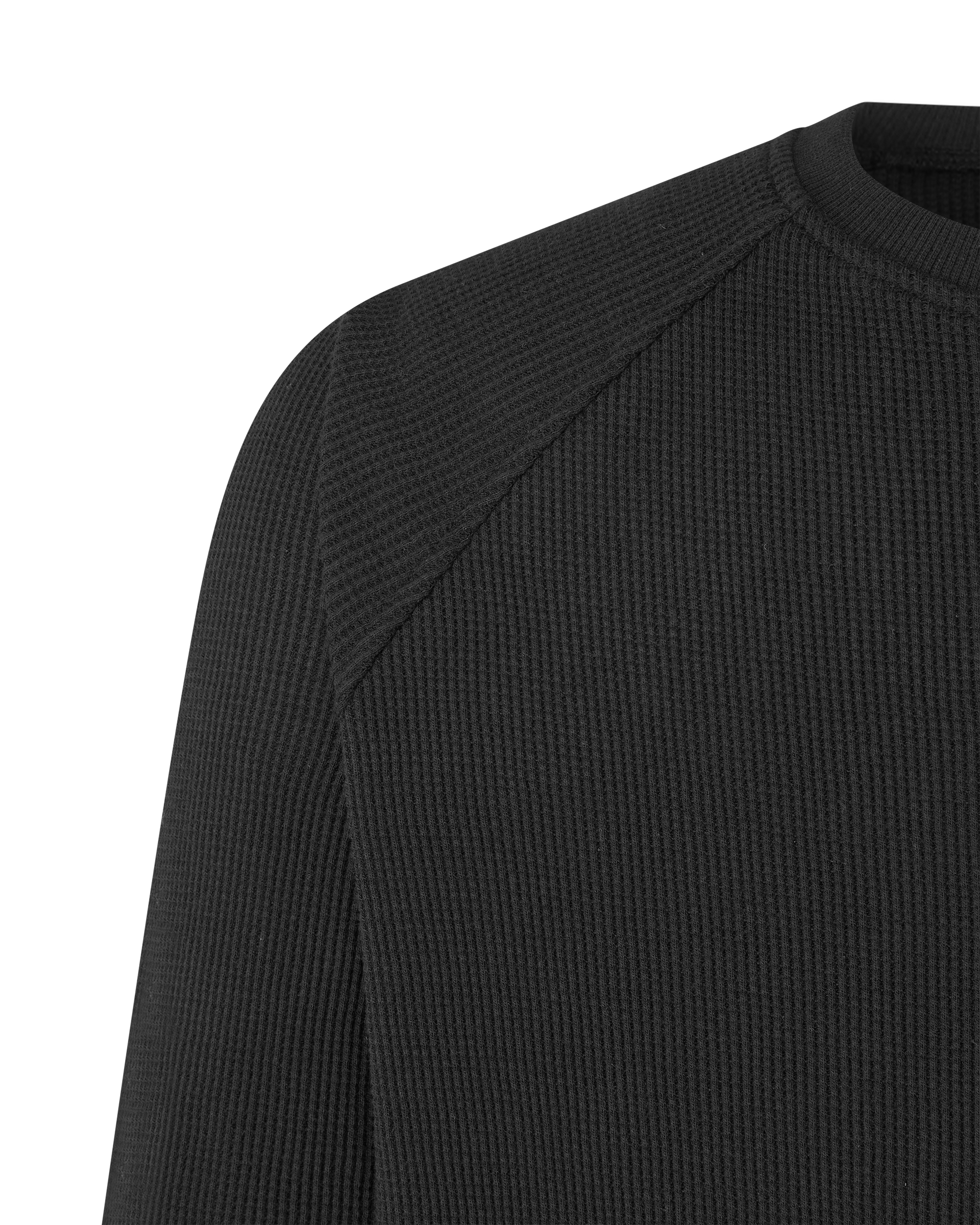 Black Organic Rogan Long Sleeve Waffle Shirt by Jude Neale | DIHSAN