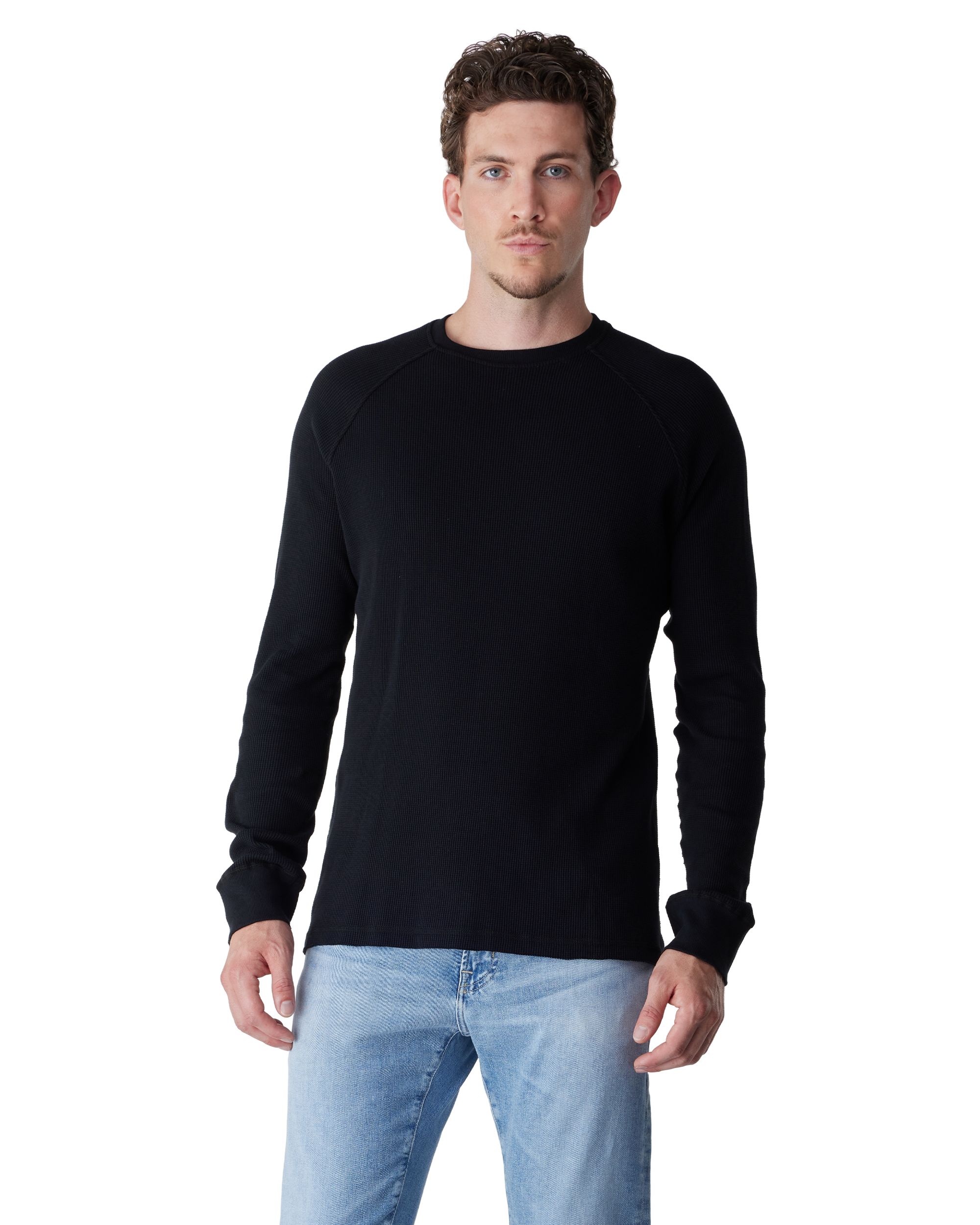Black Organic Cotton Rogan Long Sleeve Waffle Shirt by Jude Neale | DIHSAN