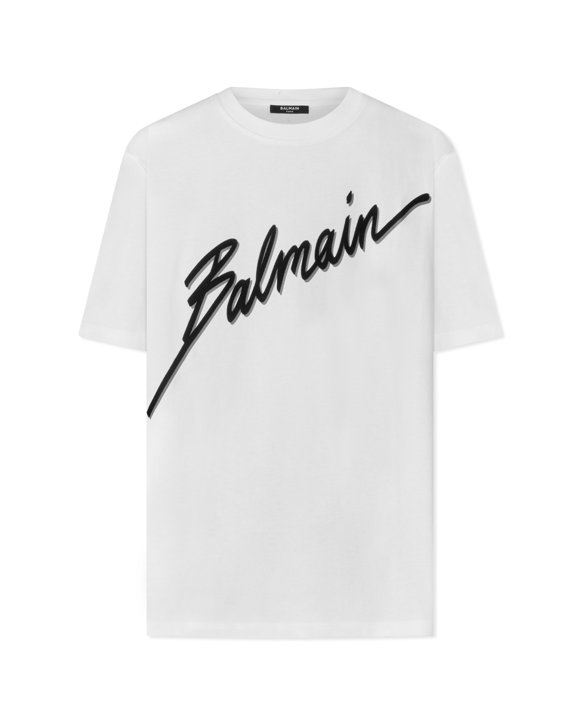 Flocked Balmain Letter Logo T-Shirt