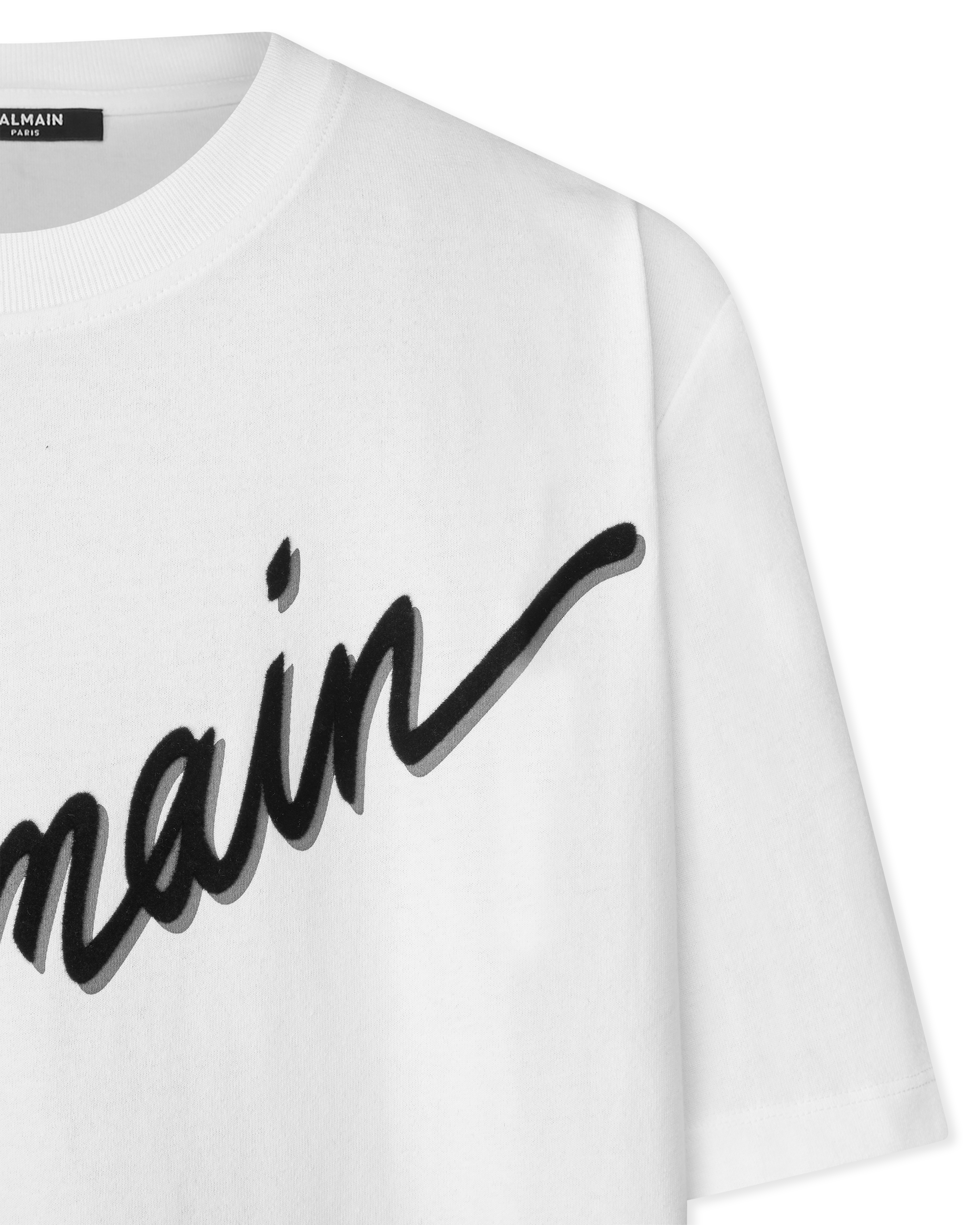 Flocked Balmain Letter Logo T-Shirt