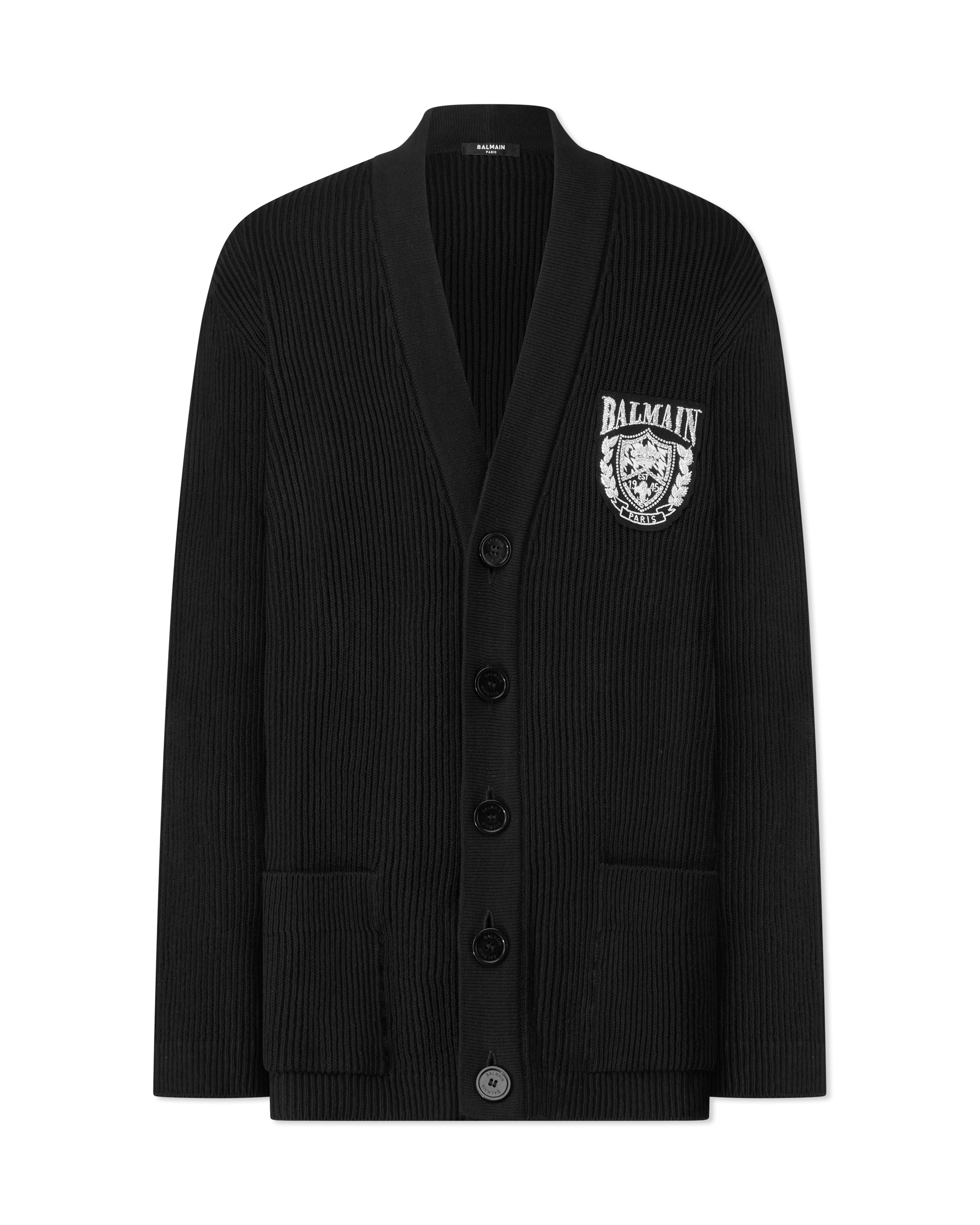 Balmain Patch Cable Knit Cardigan