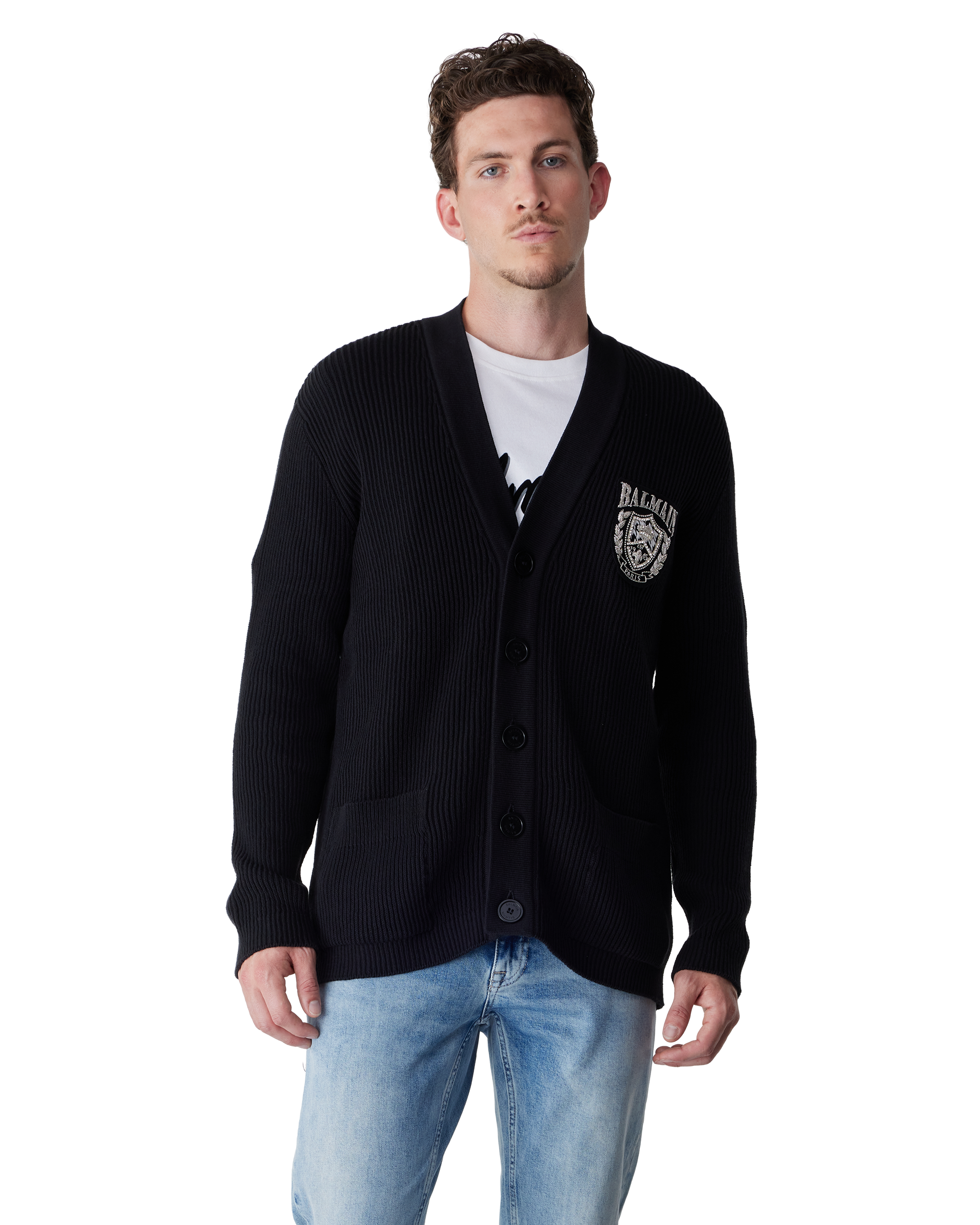 Patch Cable Knit Cardigan