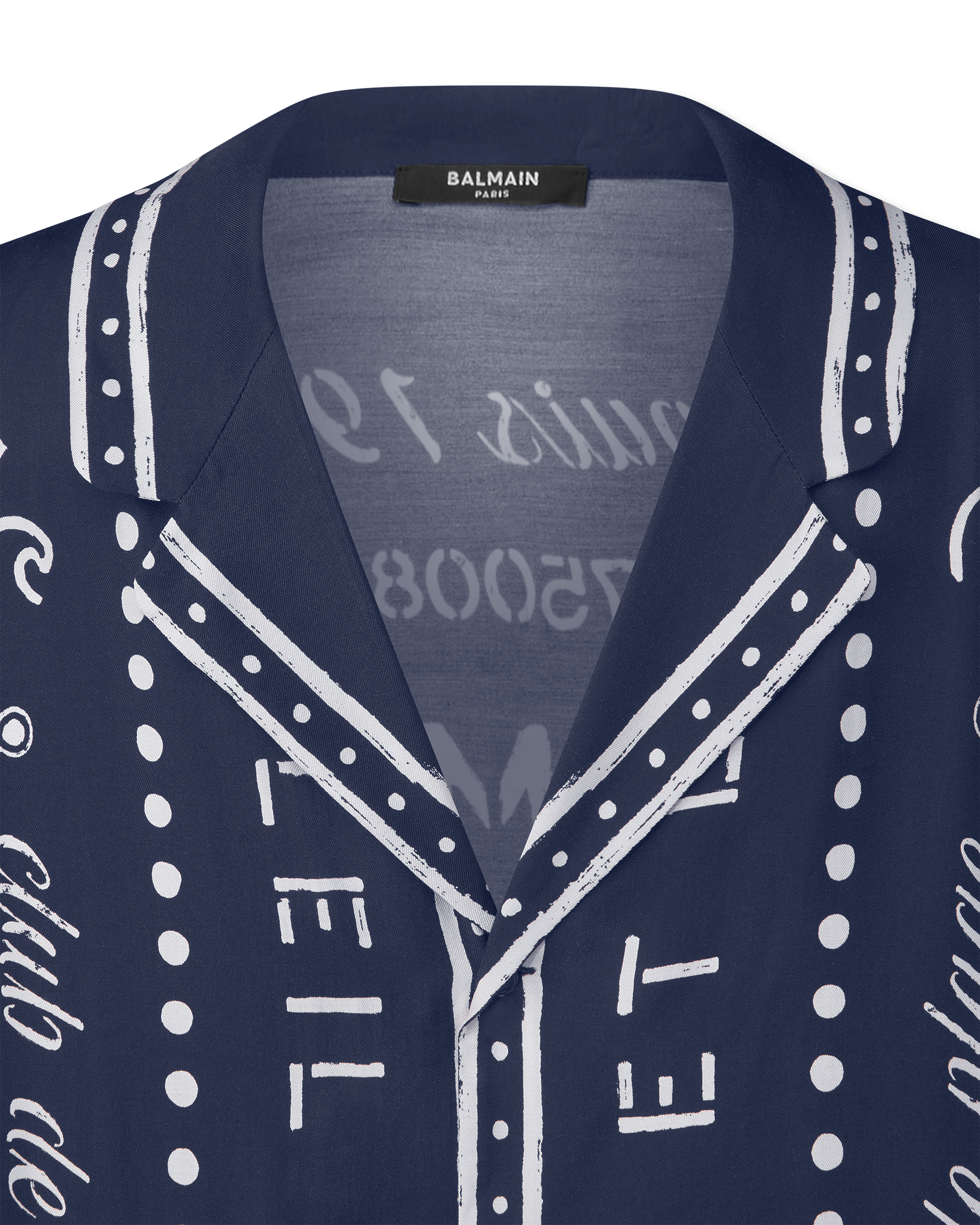 Marine/Beige Viscose Club Printed Pyjama Shirt by Balmain | DIHSAN