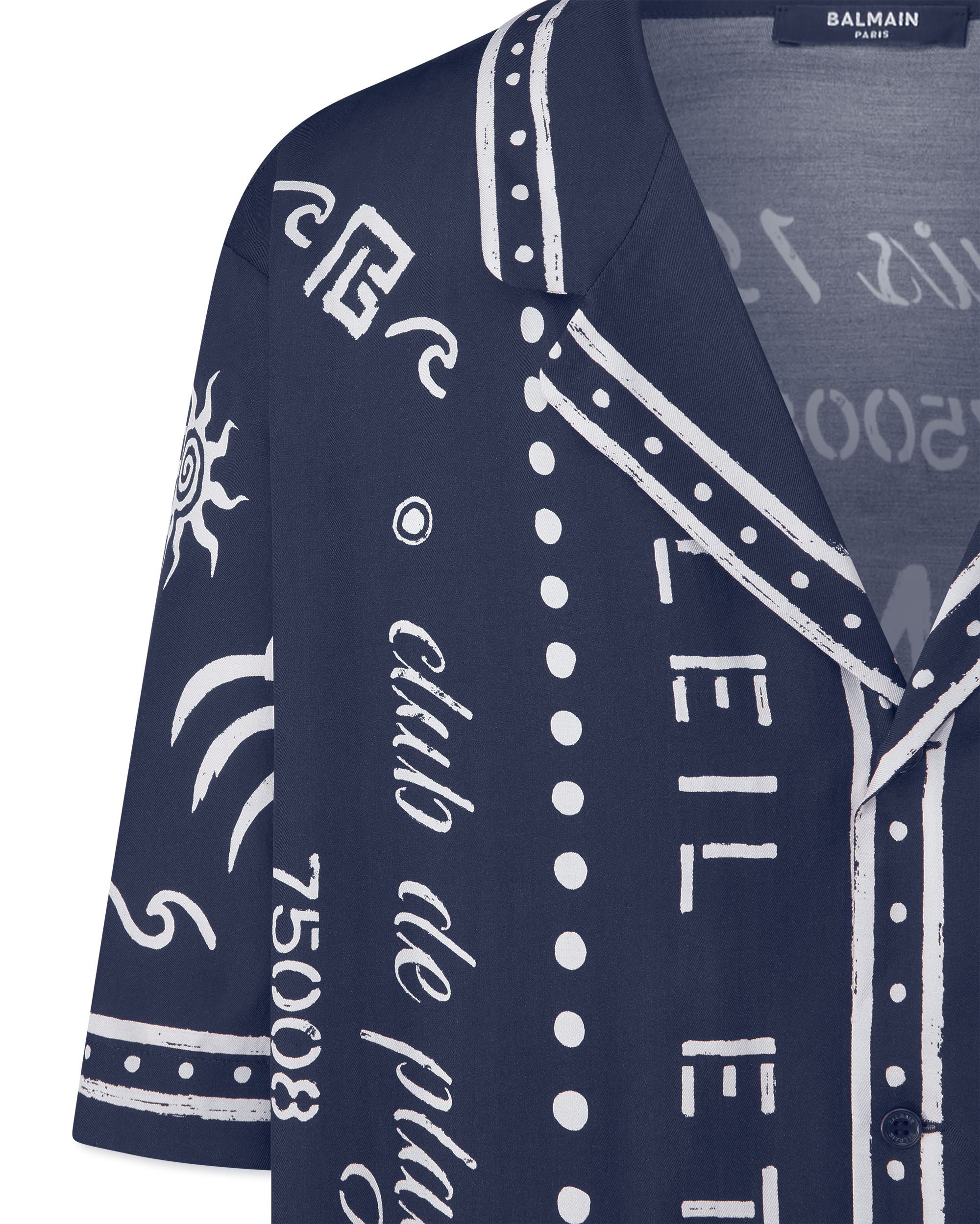 Marine/Beige Viscose Club Printed Pyjama Shirt by Balmain | DIHSAN