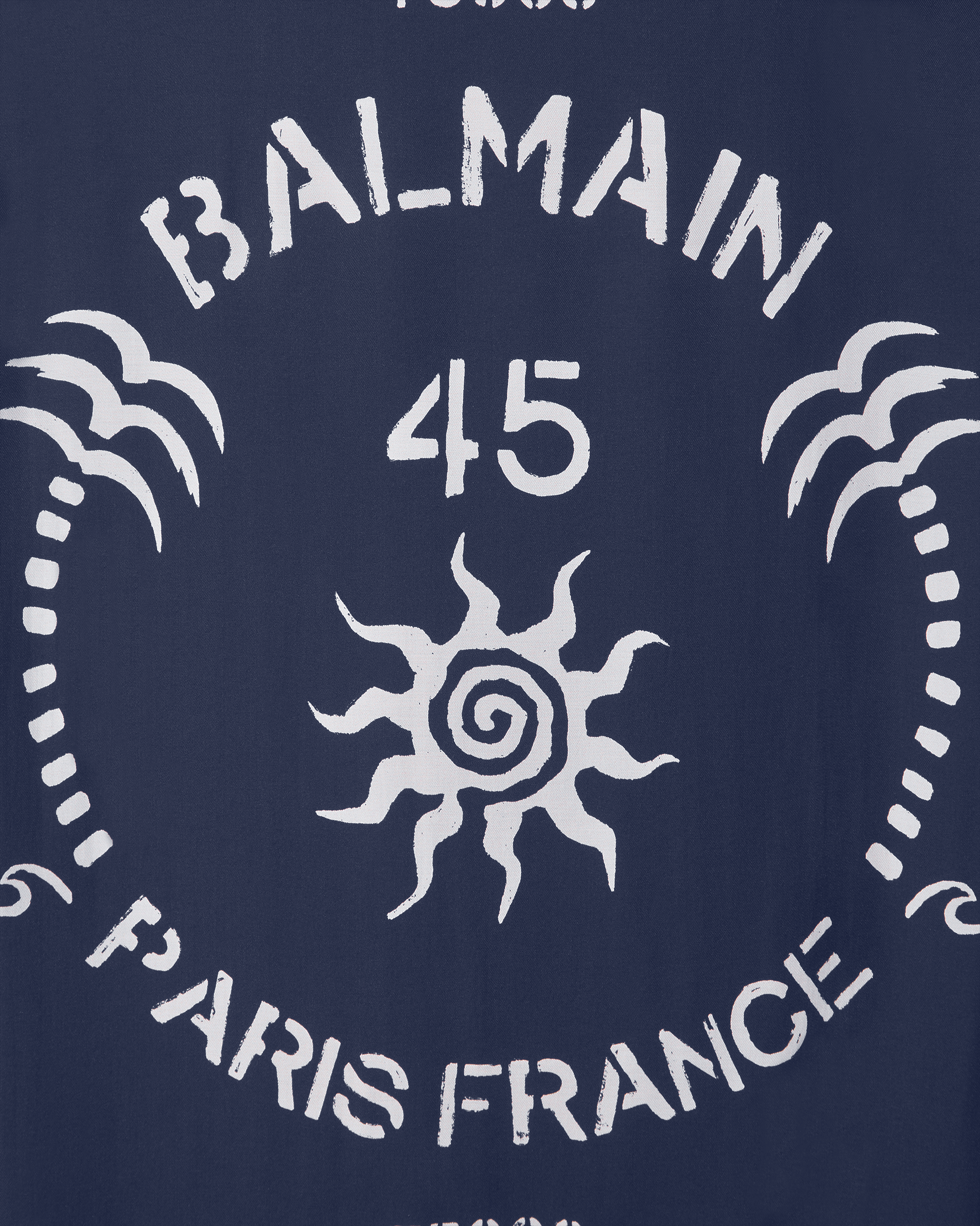 Marine/Beige Viscose Club Printed Pyjama Shirt by Balmain | DIHSAN