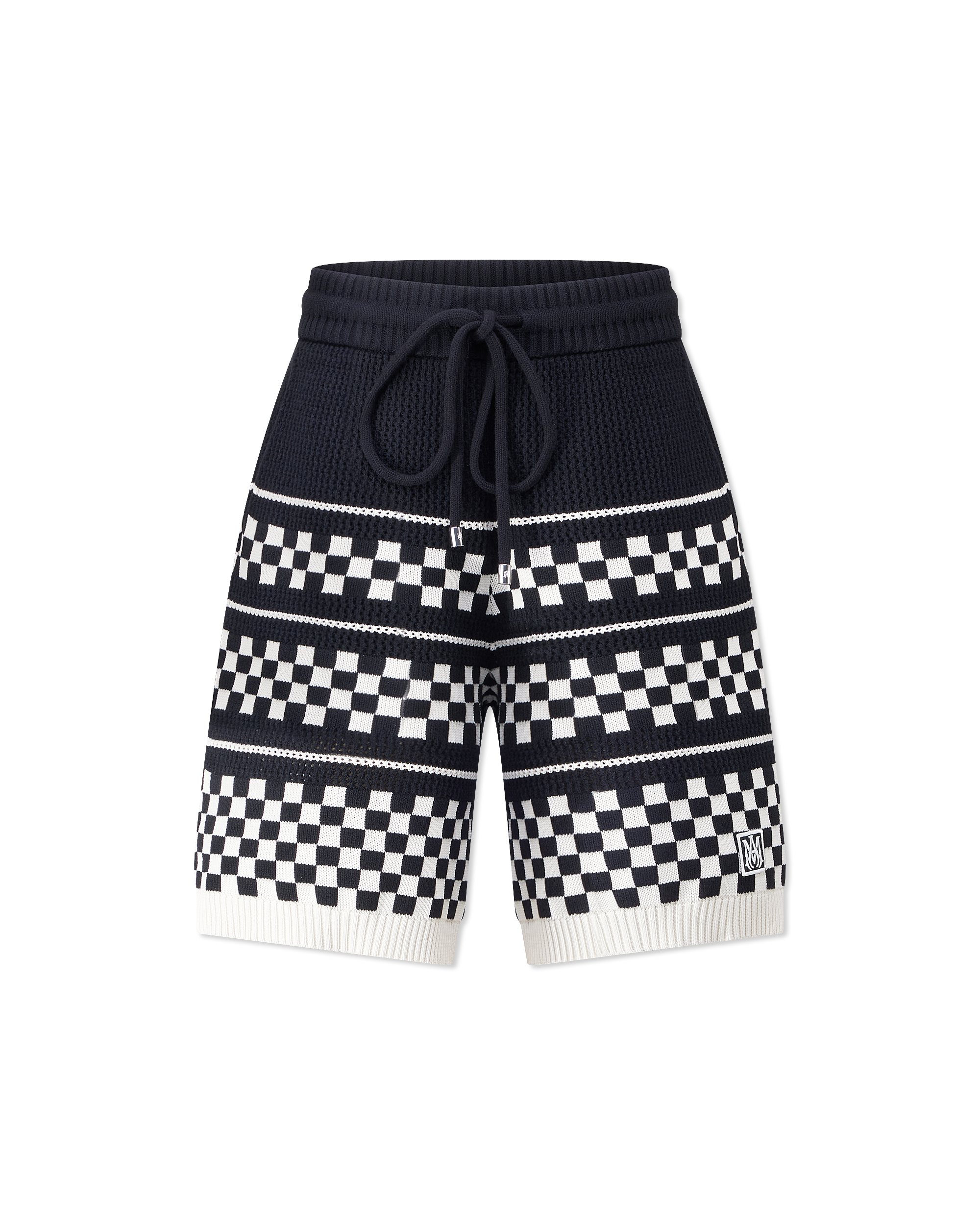 Checkered Drawstring Wool Shorts