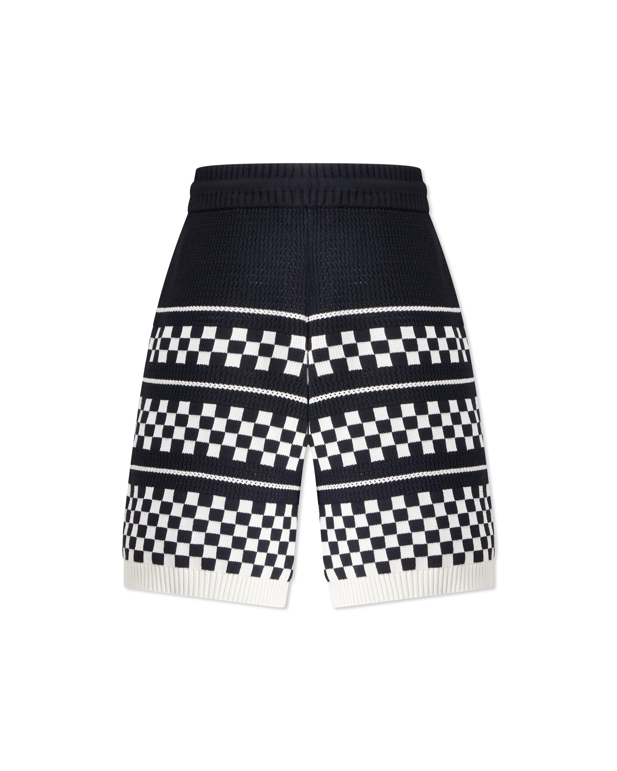 Checkered Drawstring Wool Shorts