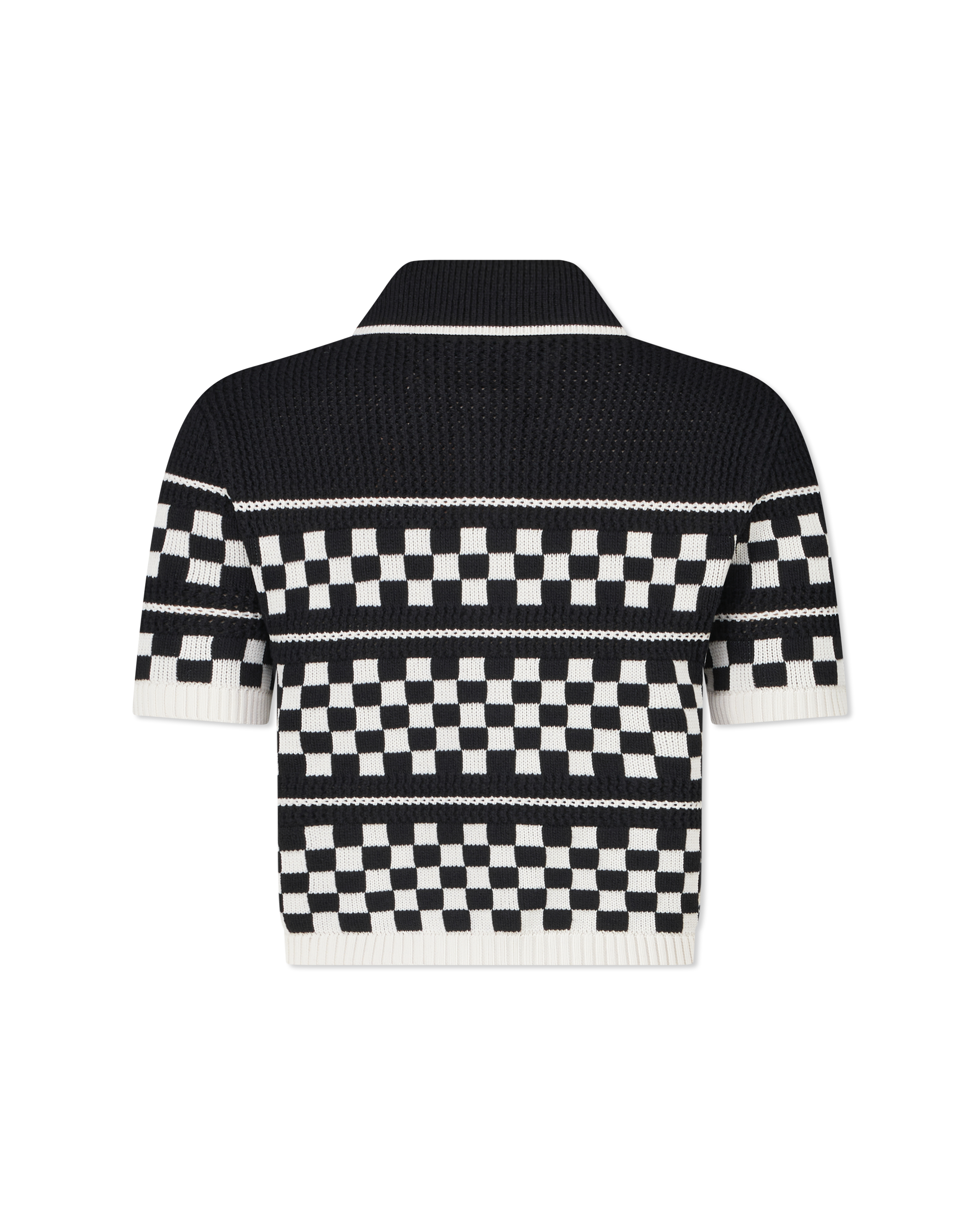 Checkered Wool Polo Sweater