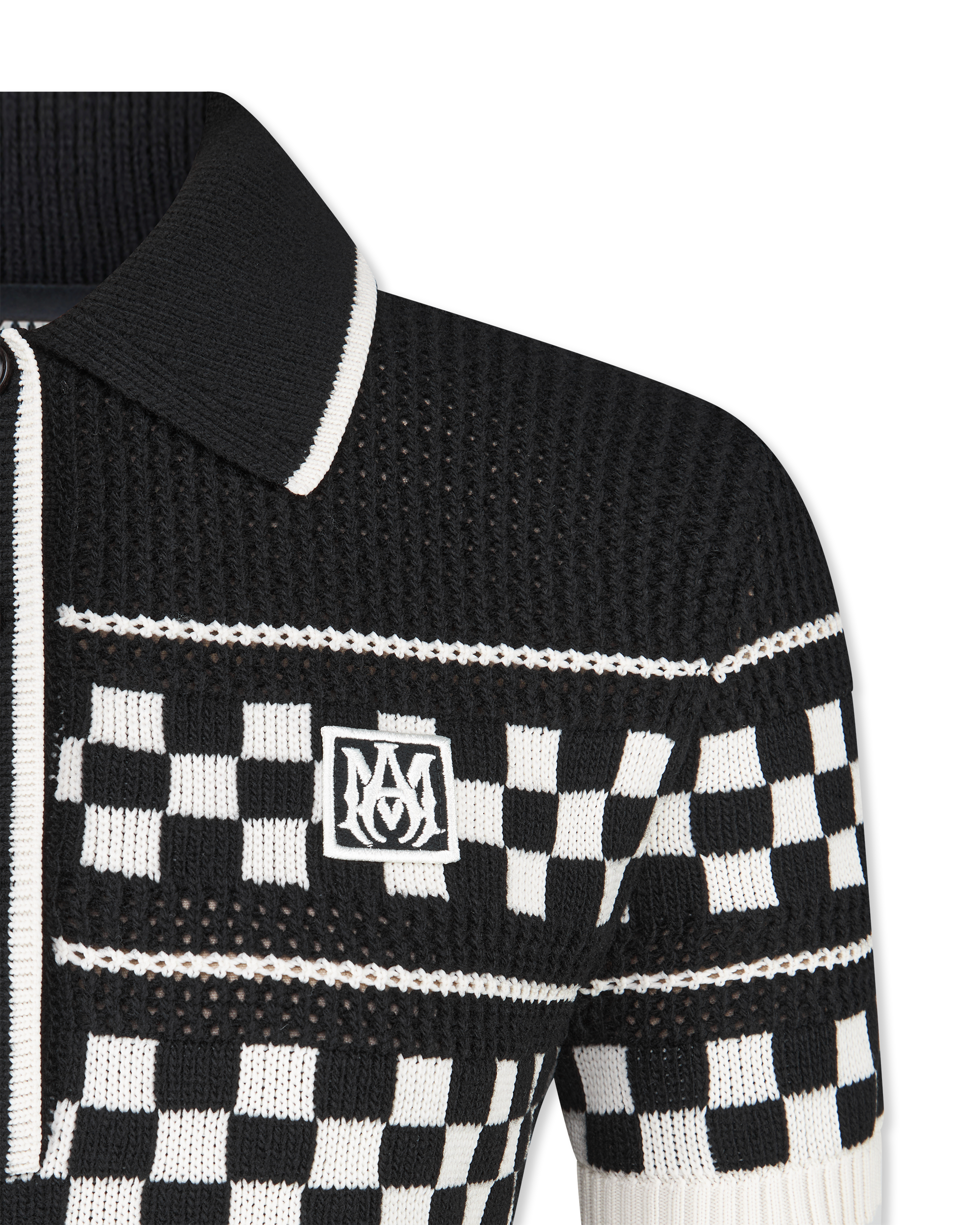 Checkered Wool Polo Sweater