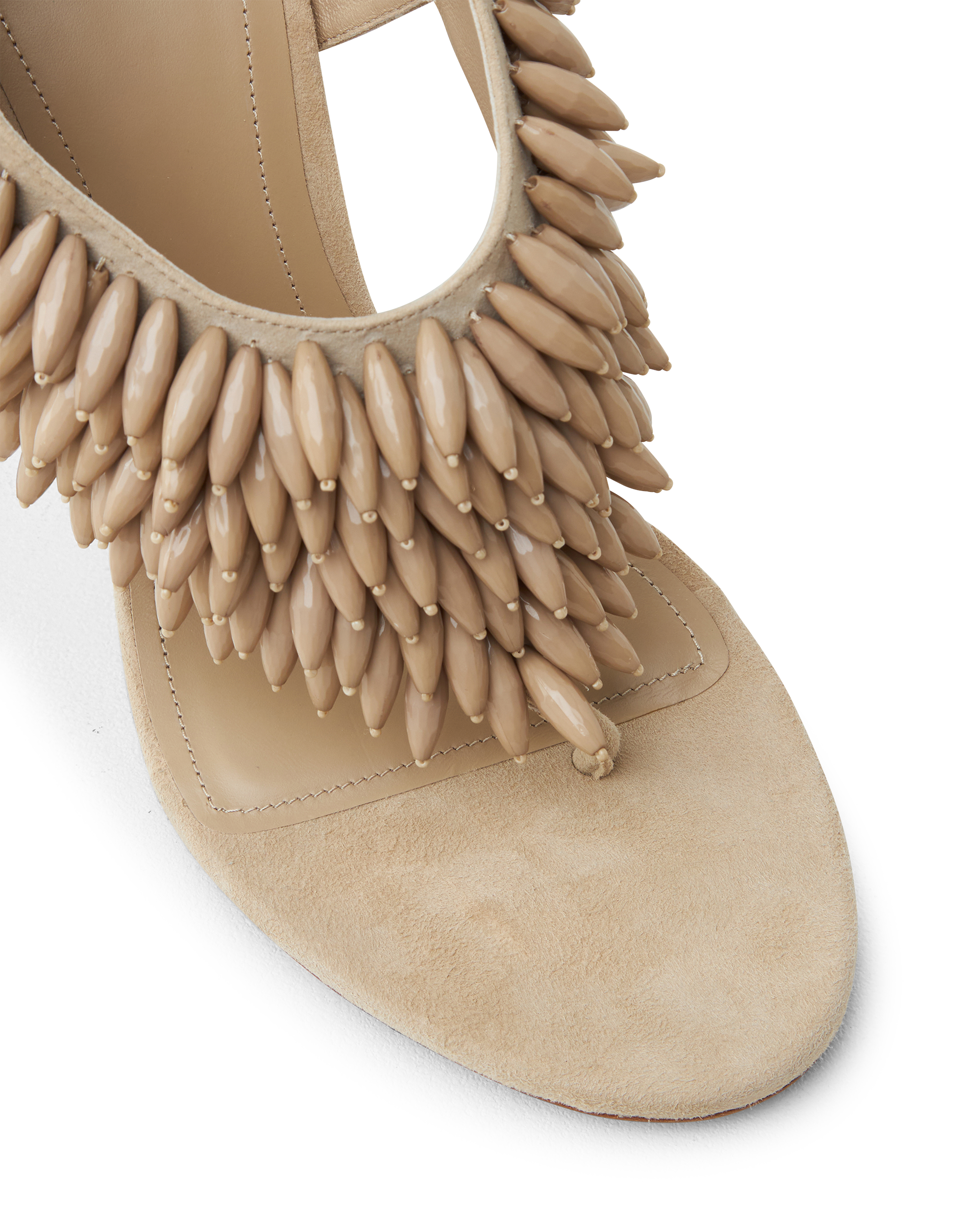 No Wedge Beaded Suede Sandals