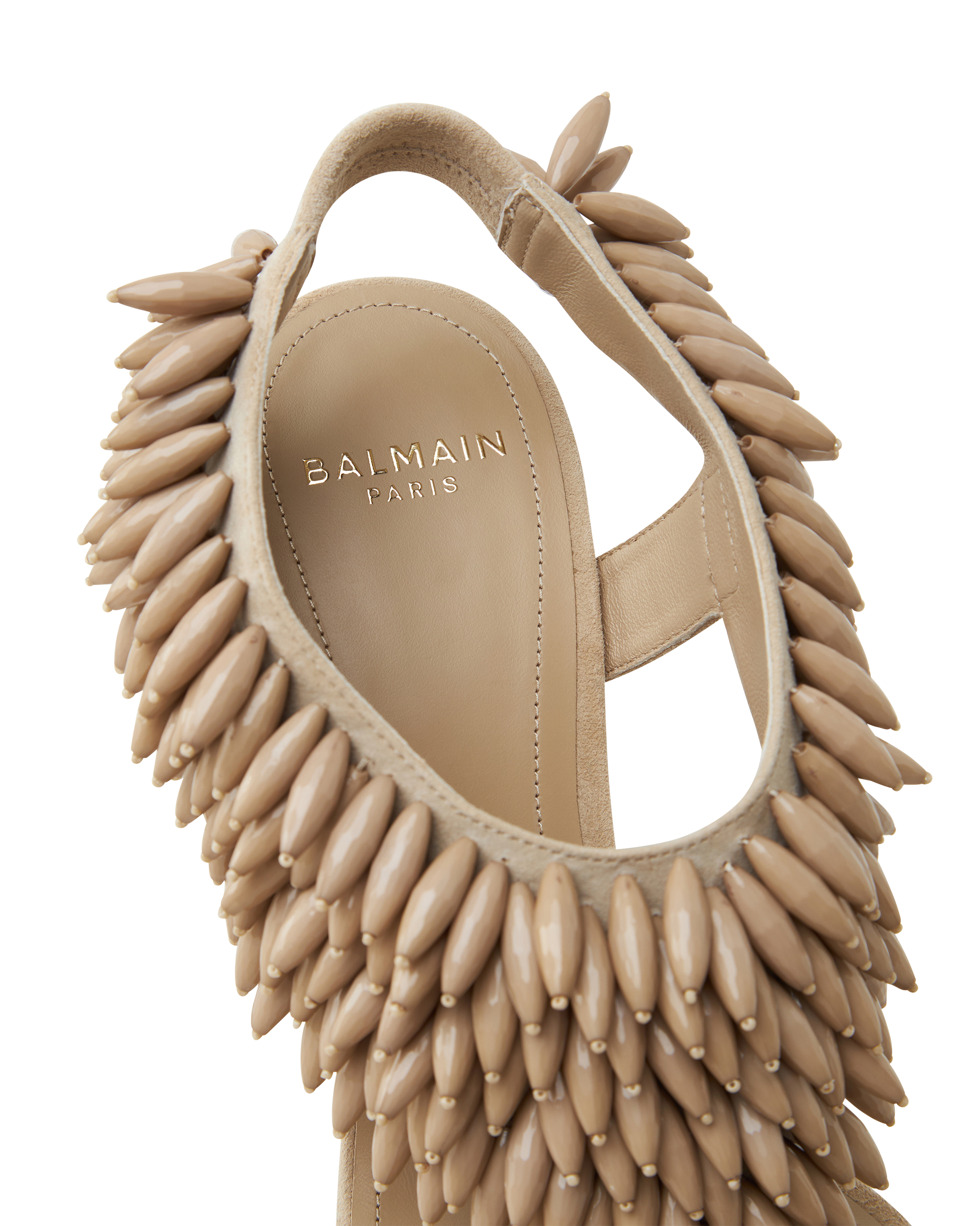 No Wedge Beaded Suede Sandals