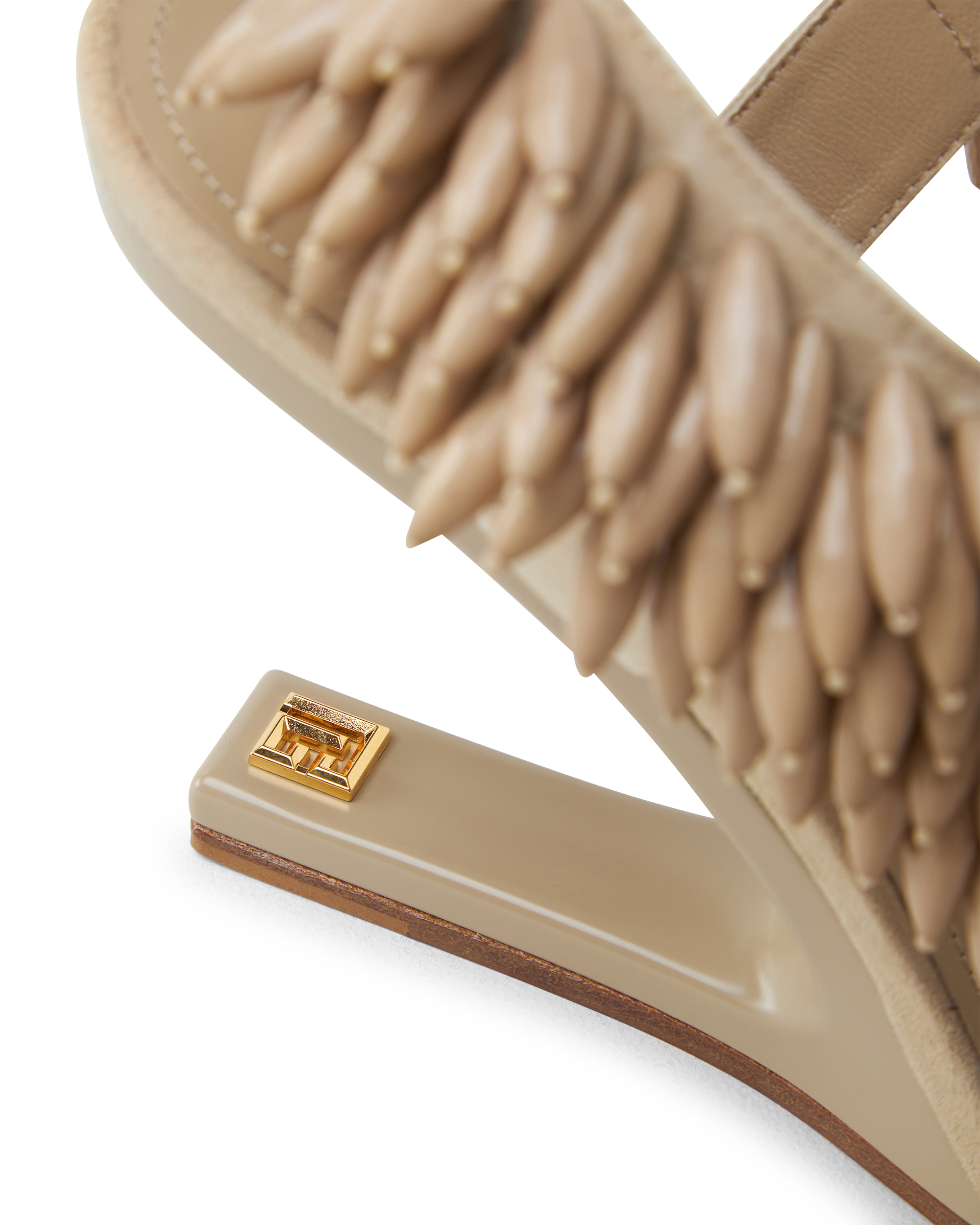 No Wedge Beaded Suede Sandals